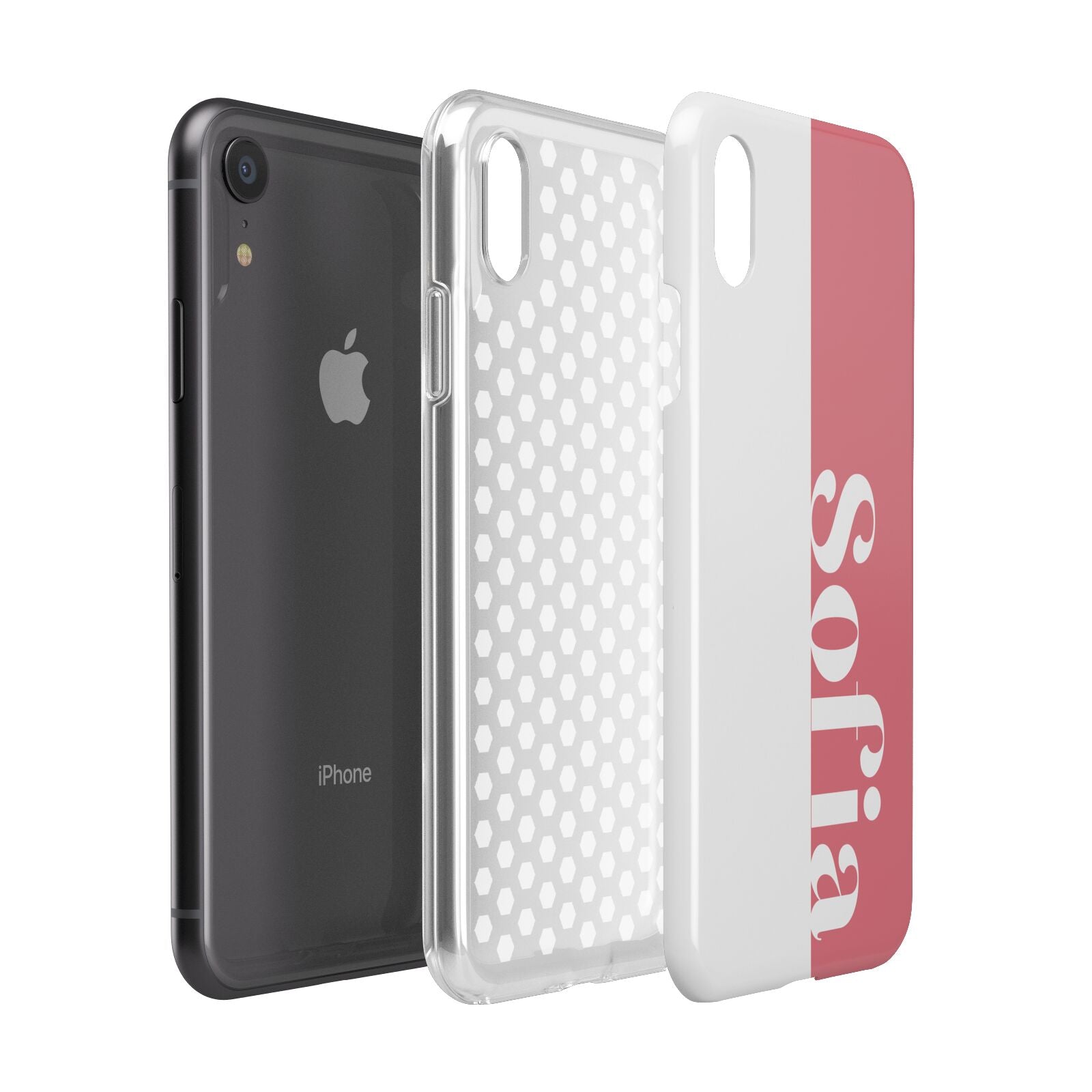 Pink White Personalised Apple iPhone XR Black 3D Tough Case Expanded view