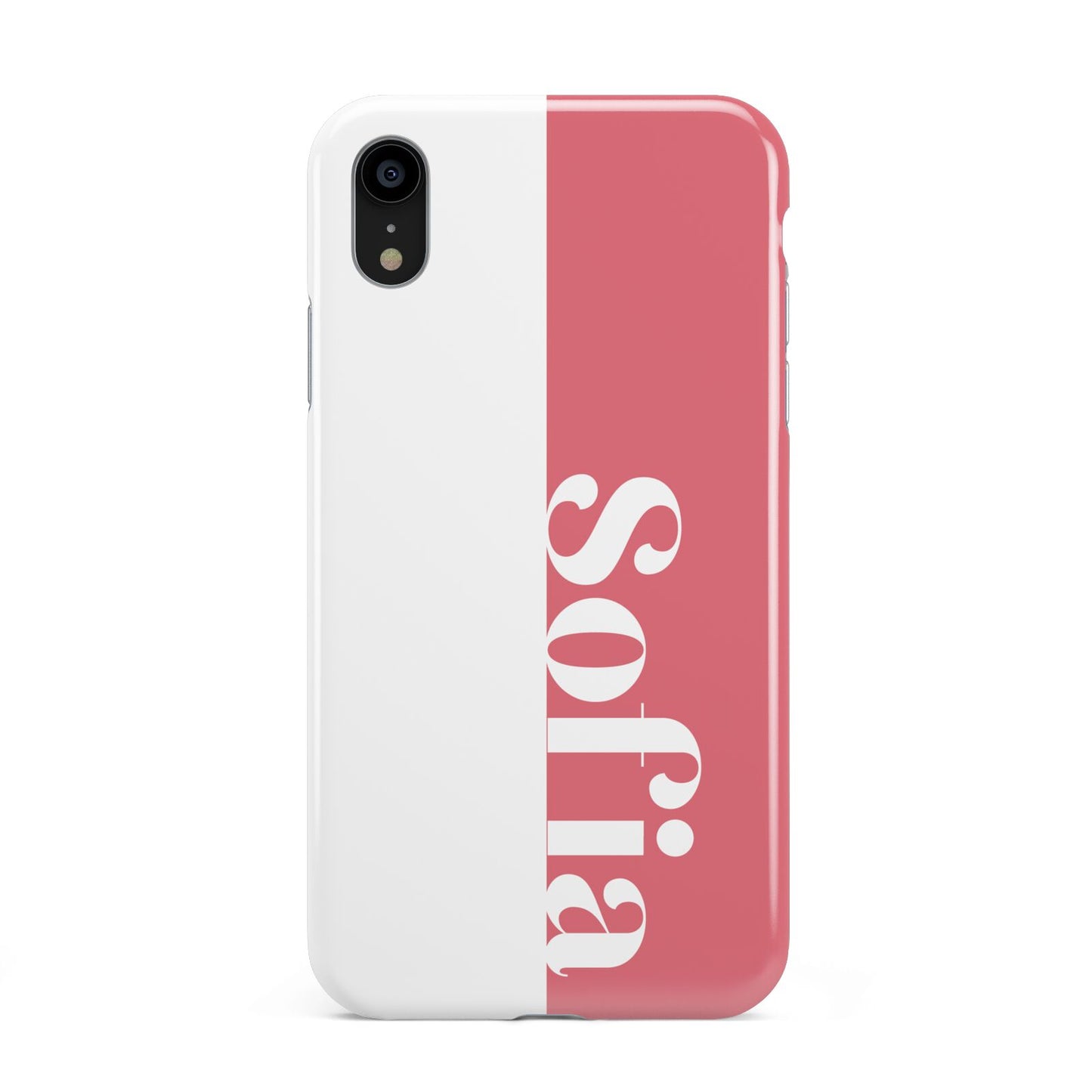 Pink White Personalised Apple iPhone XR Black 3D Tough Case