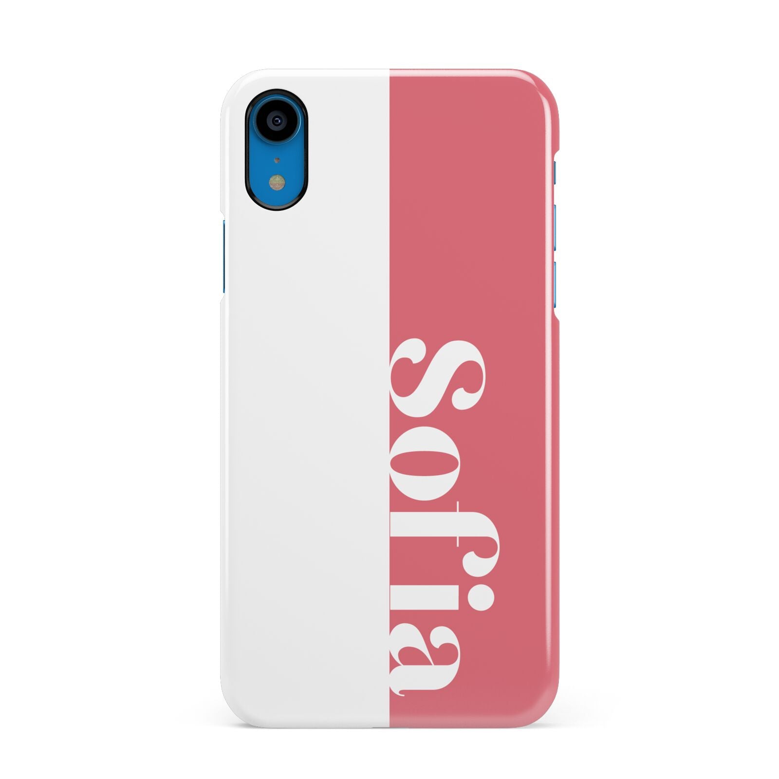 Pink White Personalised Apple iPhone XR Blue 3D Snap Case