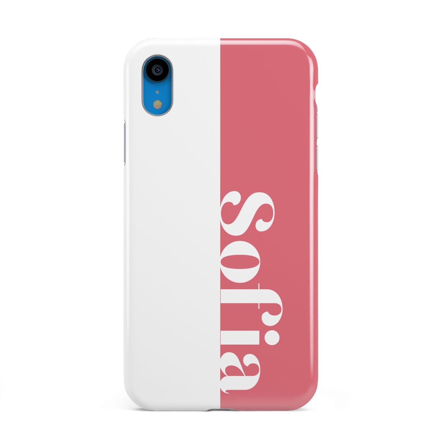 Pink White Personalised Apple iPhone XR Blue 3D Tough Case