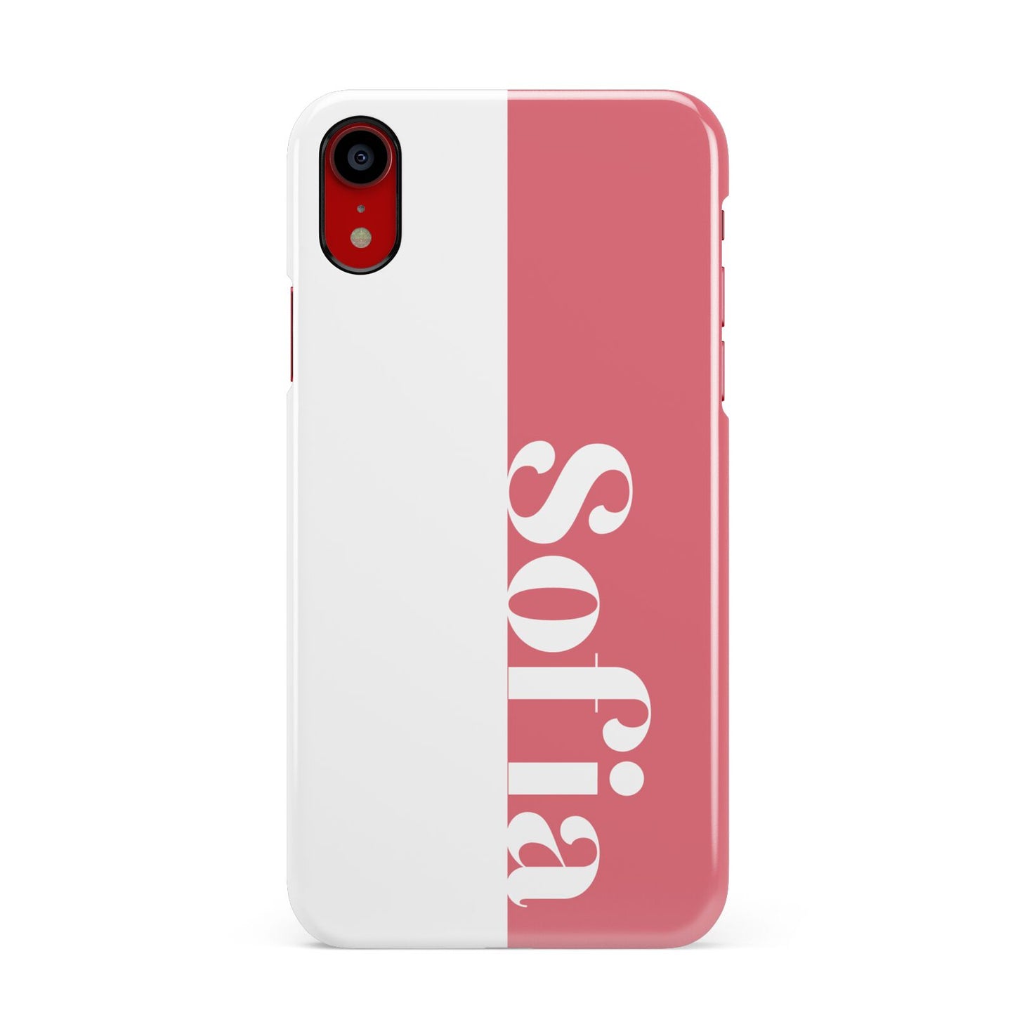 Pink White Personalised Apple iPhone XR Red 3D Snap Case