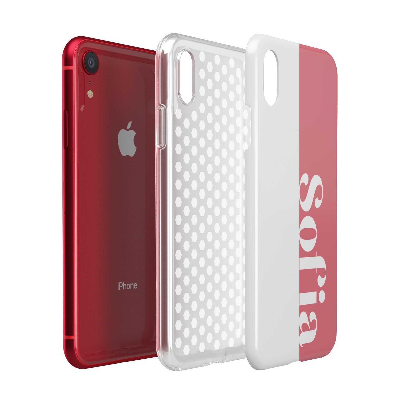 Pink White Personalised Apple iPhone XR Red 3D Tough Case Expanded view