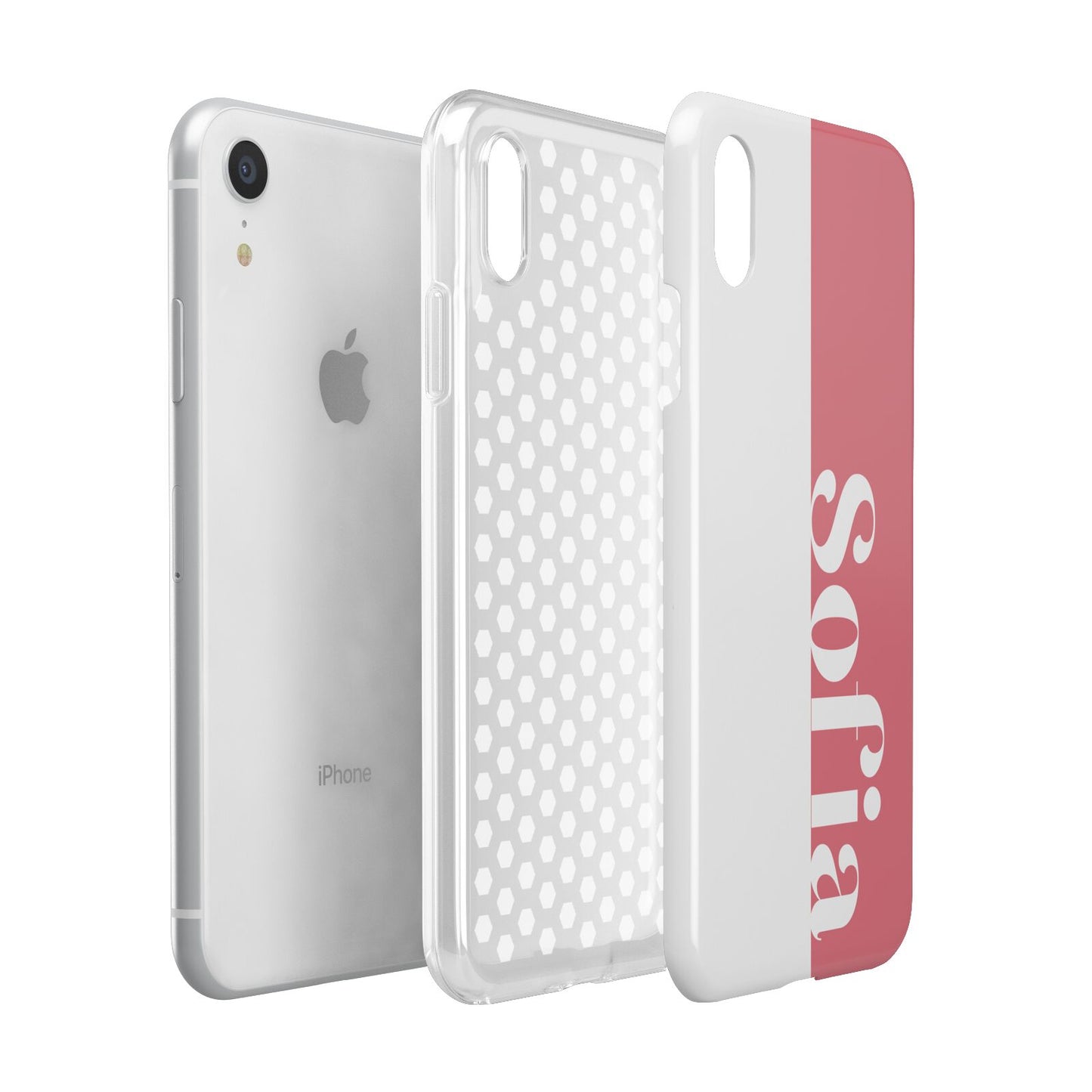 Pink White Personalised Apple iPhone XR White 3D Tough Case Expanded view