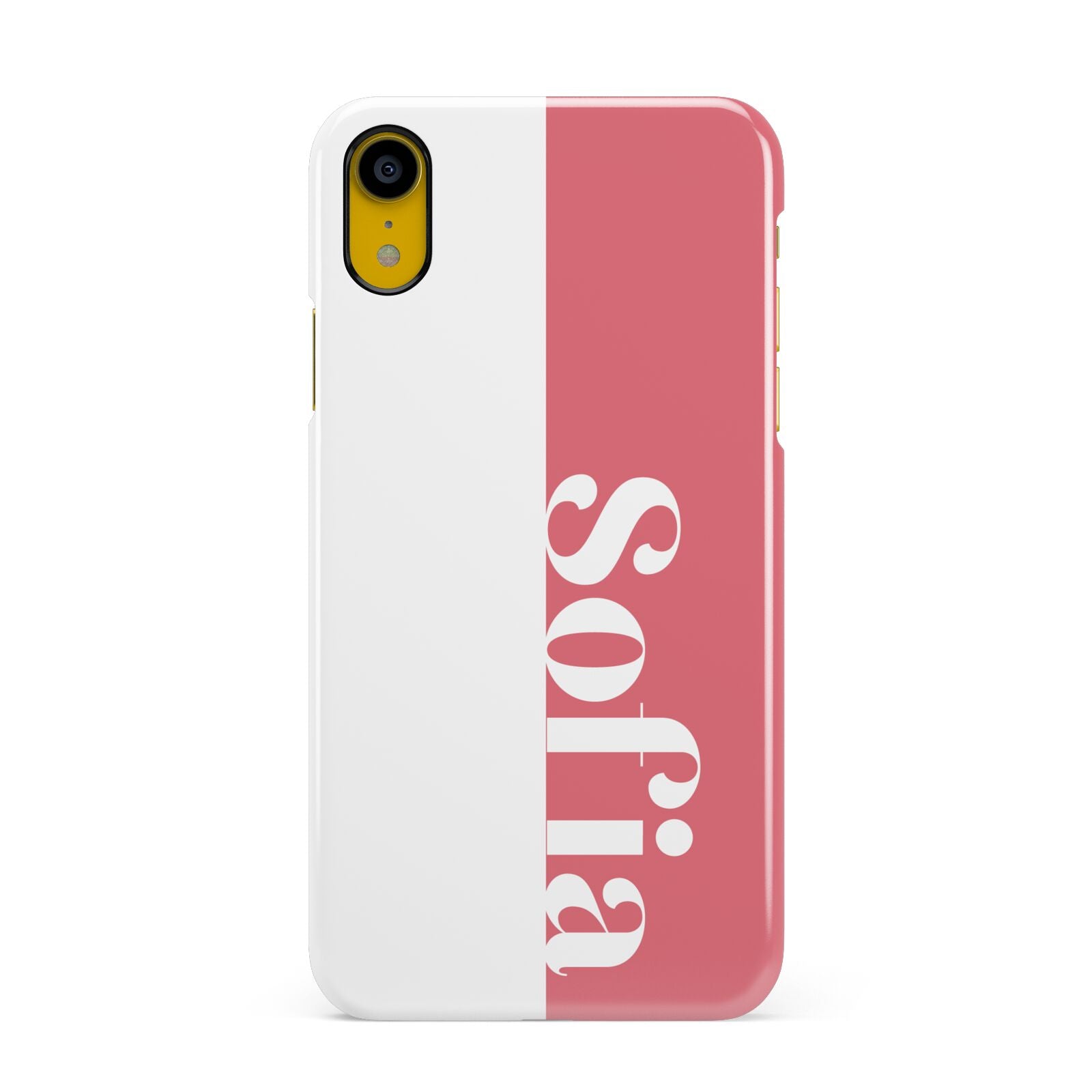 Pink White Personalised Apple iPhone XR Yellow 3D Snap Case