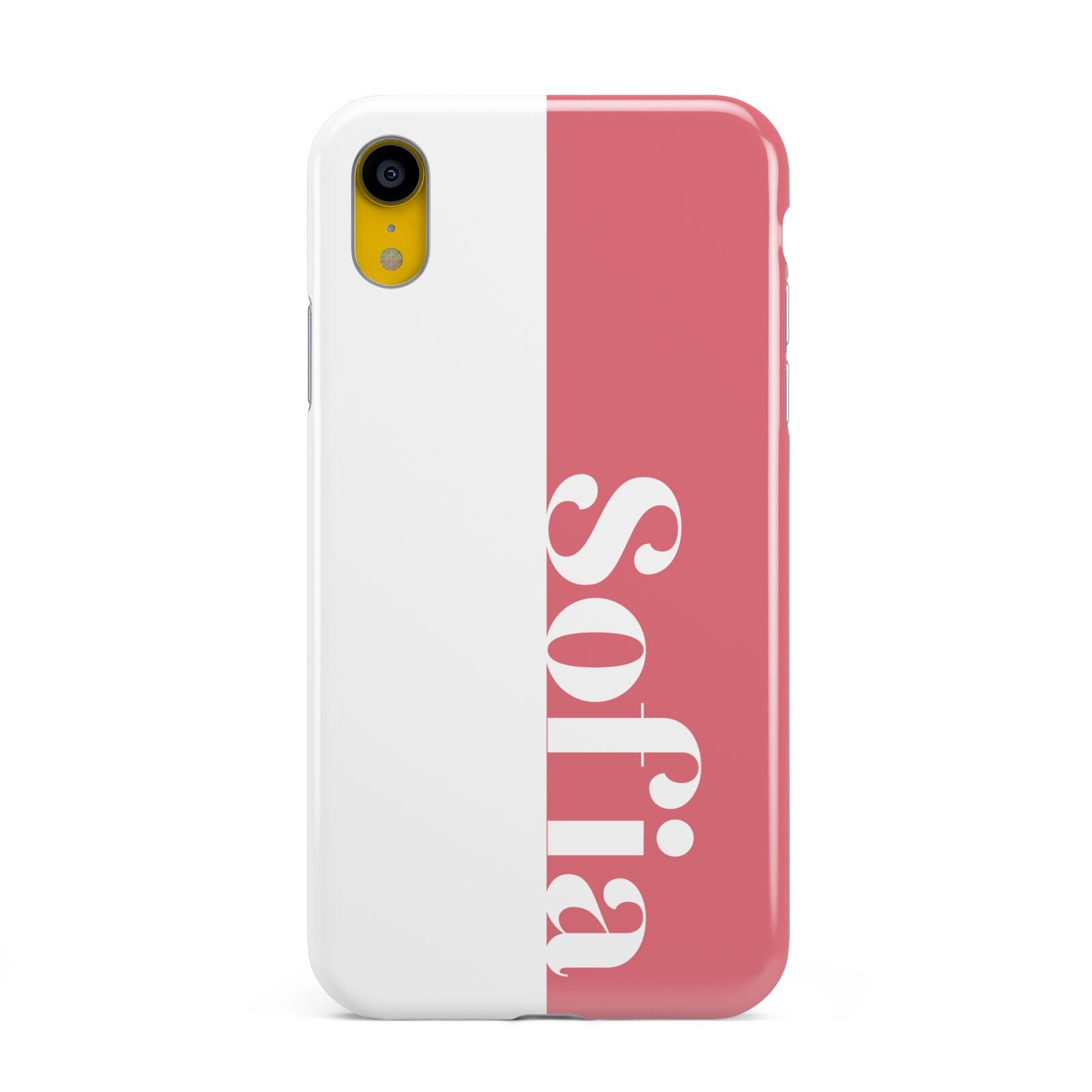 Pink White Personalised Apple iPhone XR Yellow 3D Tough Case