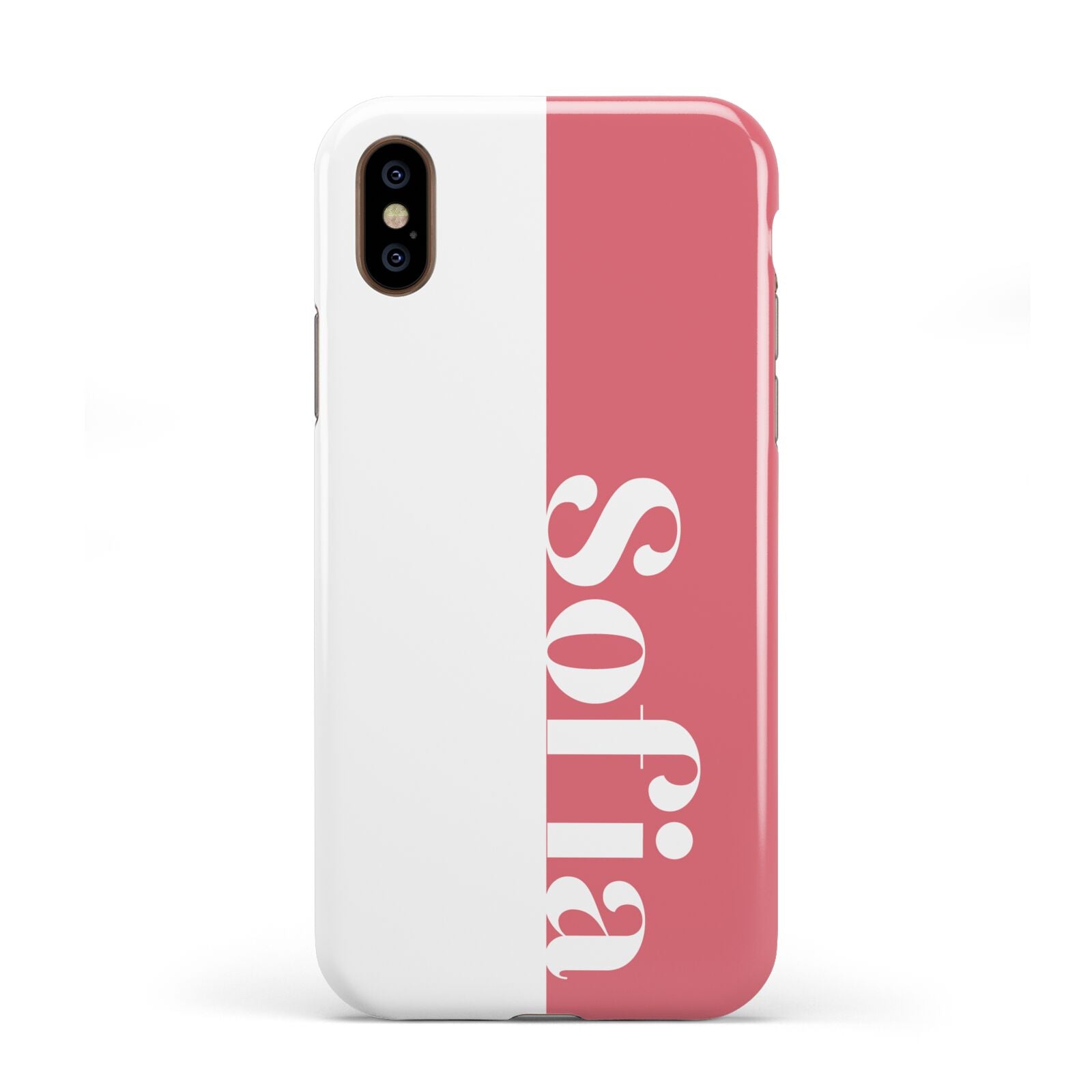 Pink White Personalised Apple iPhone XS 3D Tough