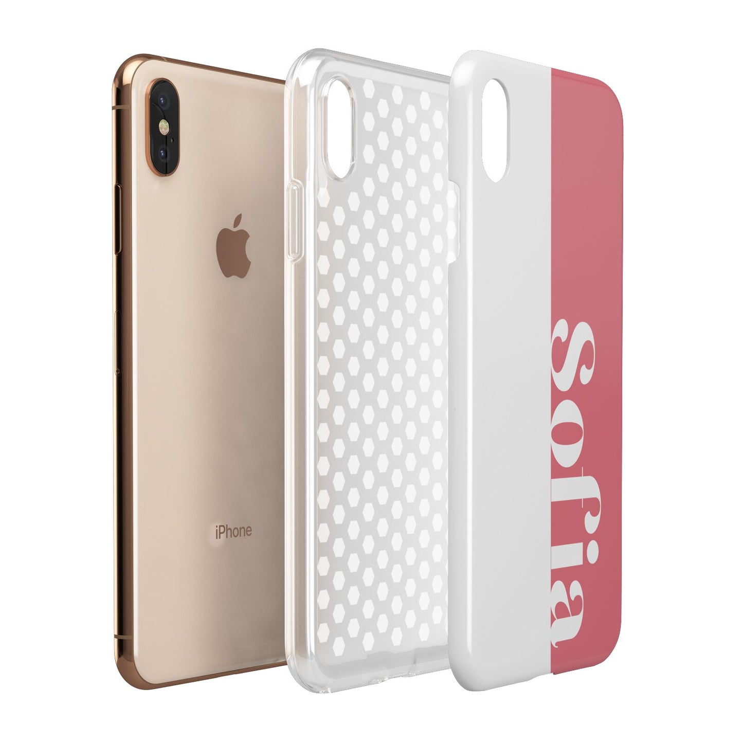 Pink White Personalised Apple iPhone Xs Max 3D Tough Case Expanded View