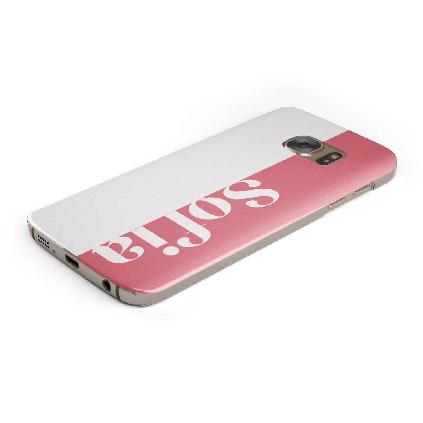 Pink White Personalised Protective Samsung Galaxy Case Angled Image