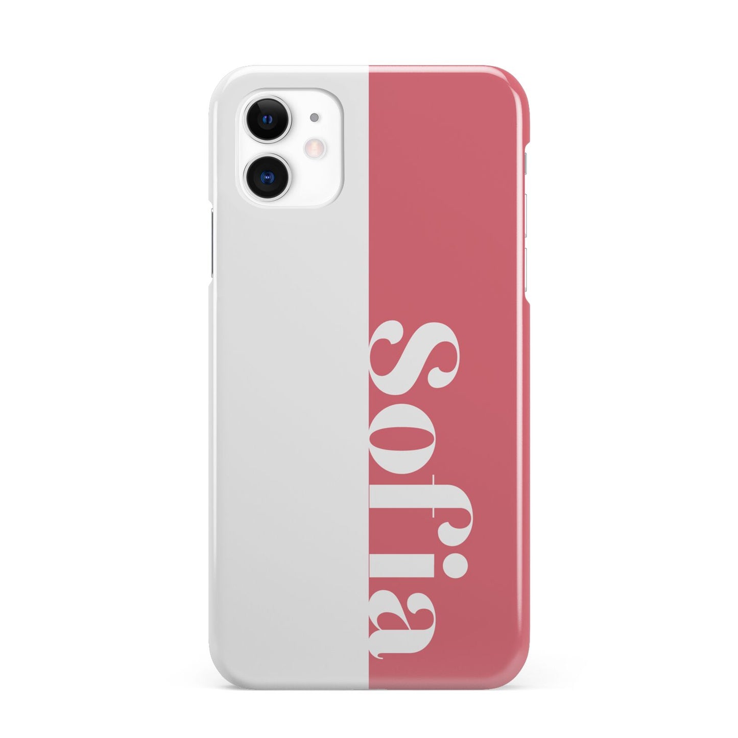 Pink White Personalised iPhone 11 3D Snap Case