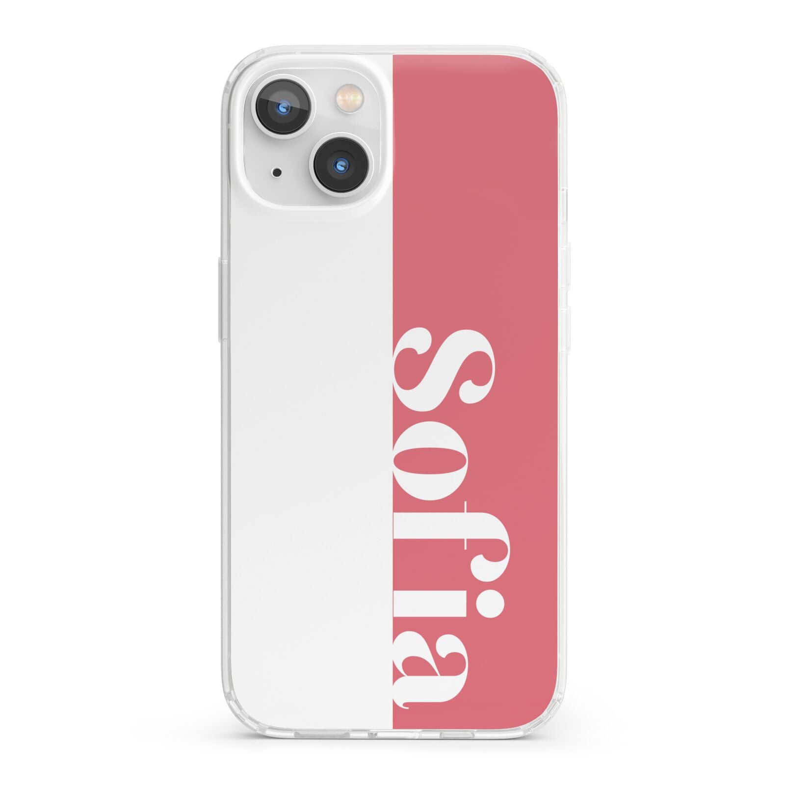 Pink White Personalised iPhone 13 Clear Bumper Case