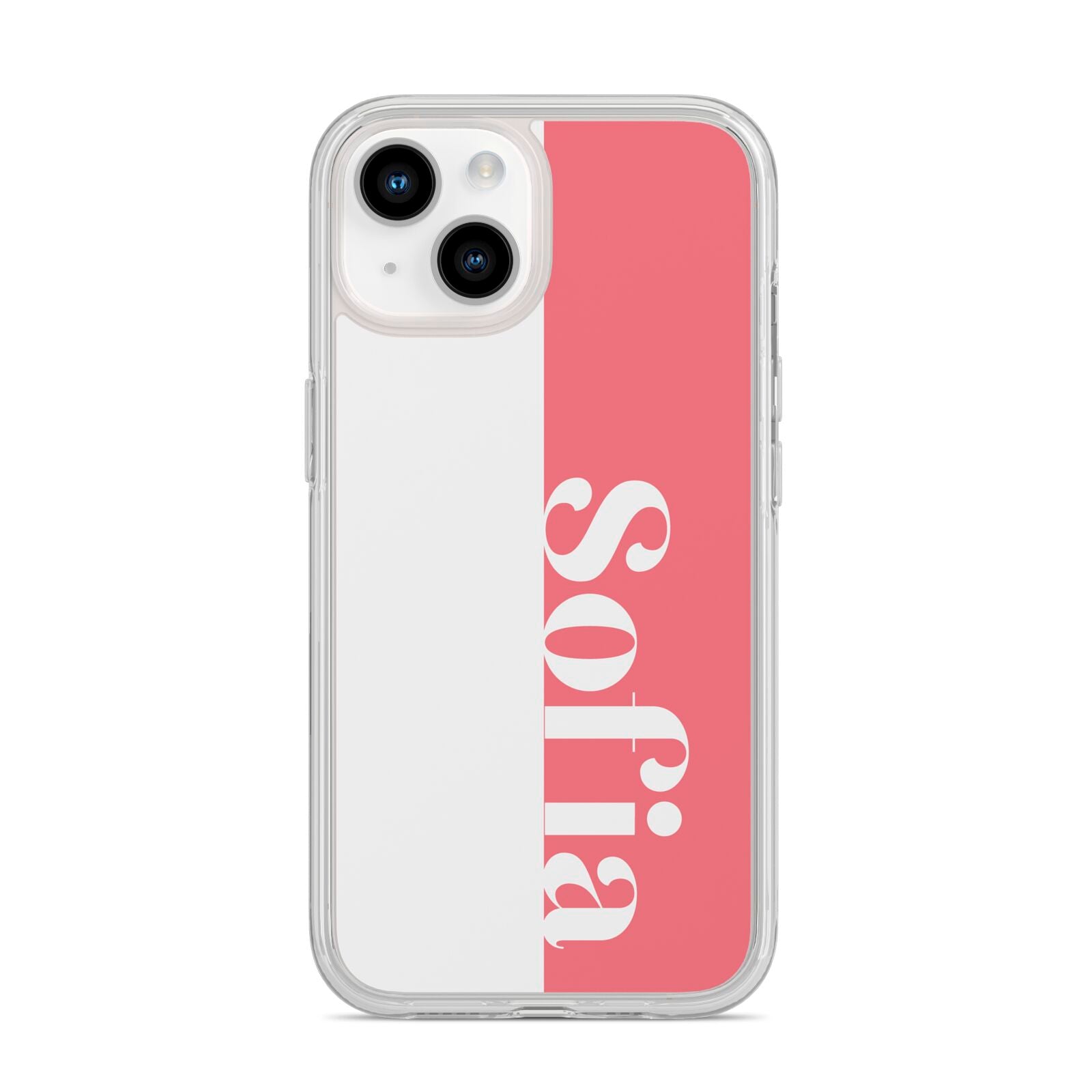 Pink White Personalised iPhone 14 Clear Tough Case Starlight