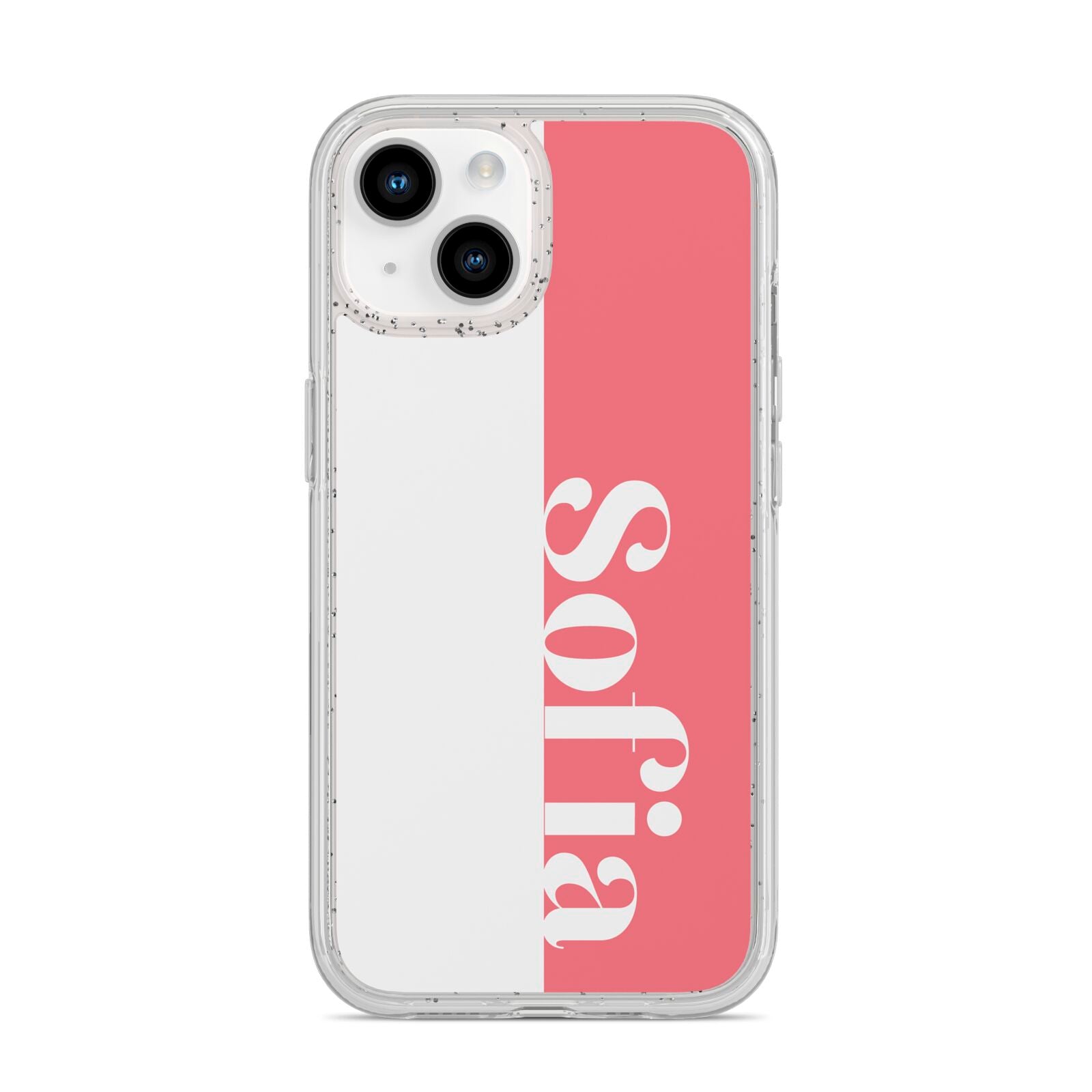 Pink White Personalised iPhone 14 Glitter Tough Case Starlight