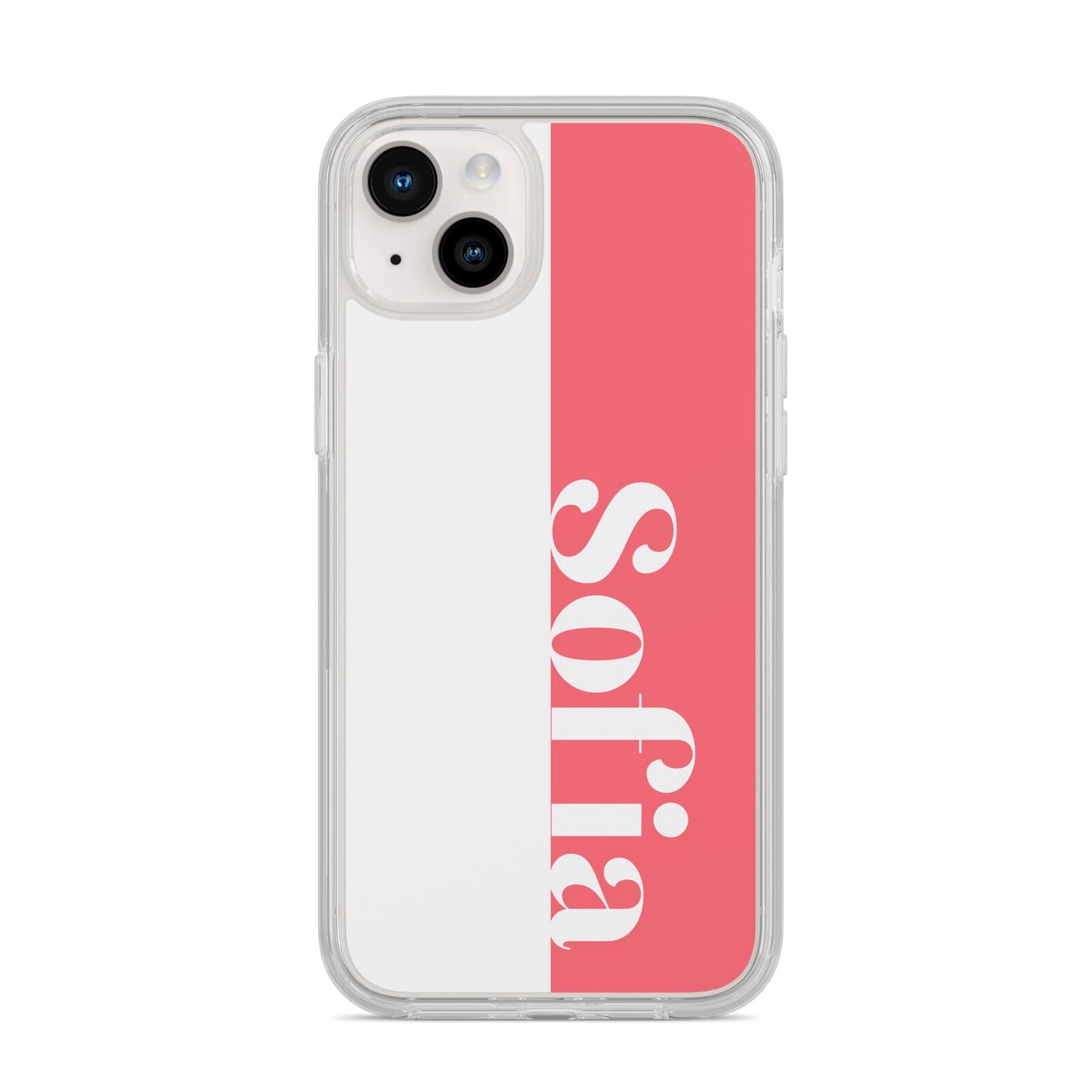 Pink White Personalised iPhone 14 Plus Clear Tough Case Starlight