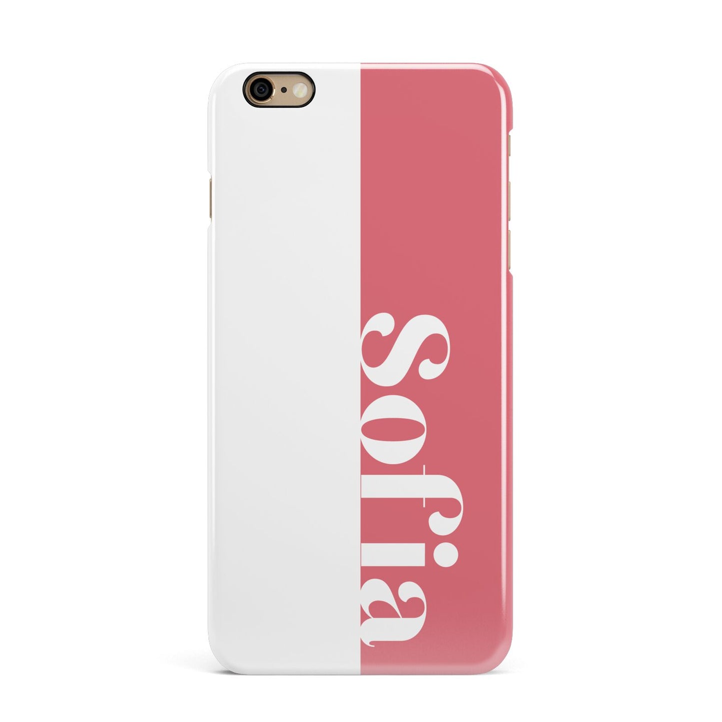 Pink White Personalised iPhone 6 Plus 3D Snap Case on Gold Phone