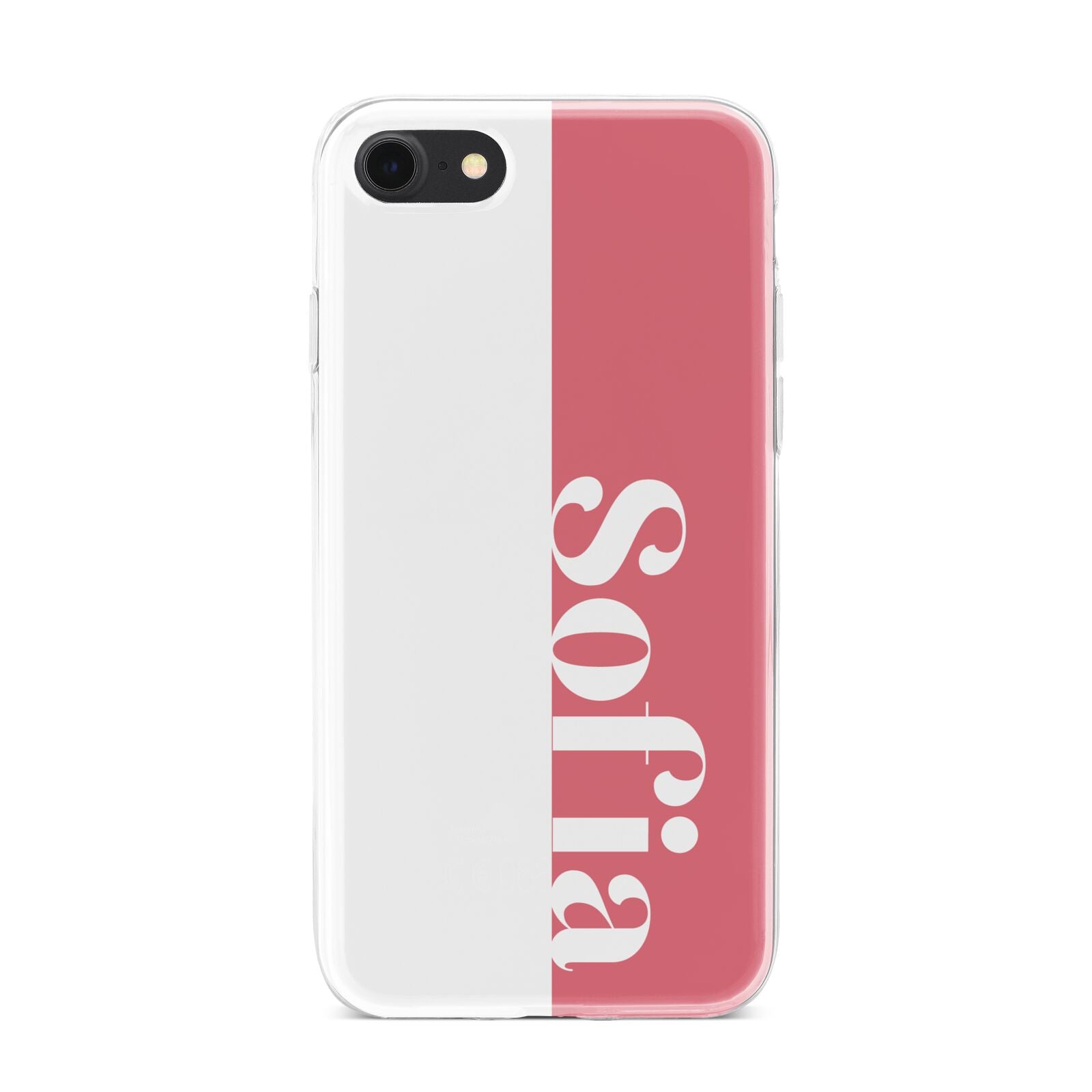 Pink White Personalised iPhone 7 Bumper Case on Black iPhone