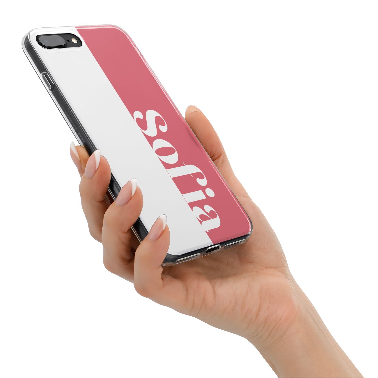 Pink White Personalised iPhone 7 Plus Bumper Case on Black iPhone Alternative Image