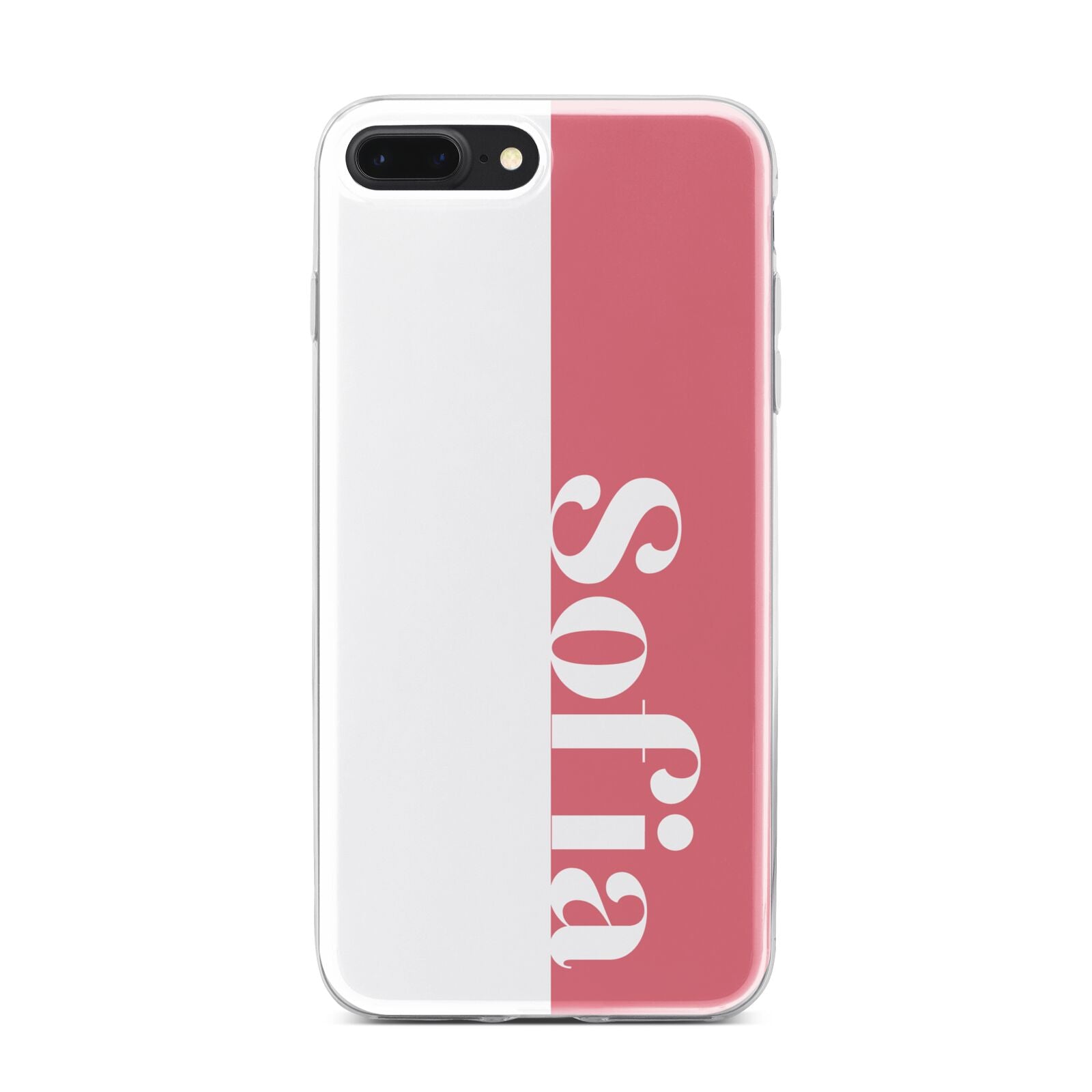 Pink White Personalised iPhone 7 Plus Bumper Case on Black iPhone