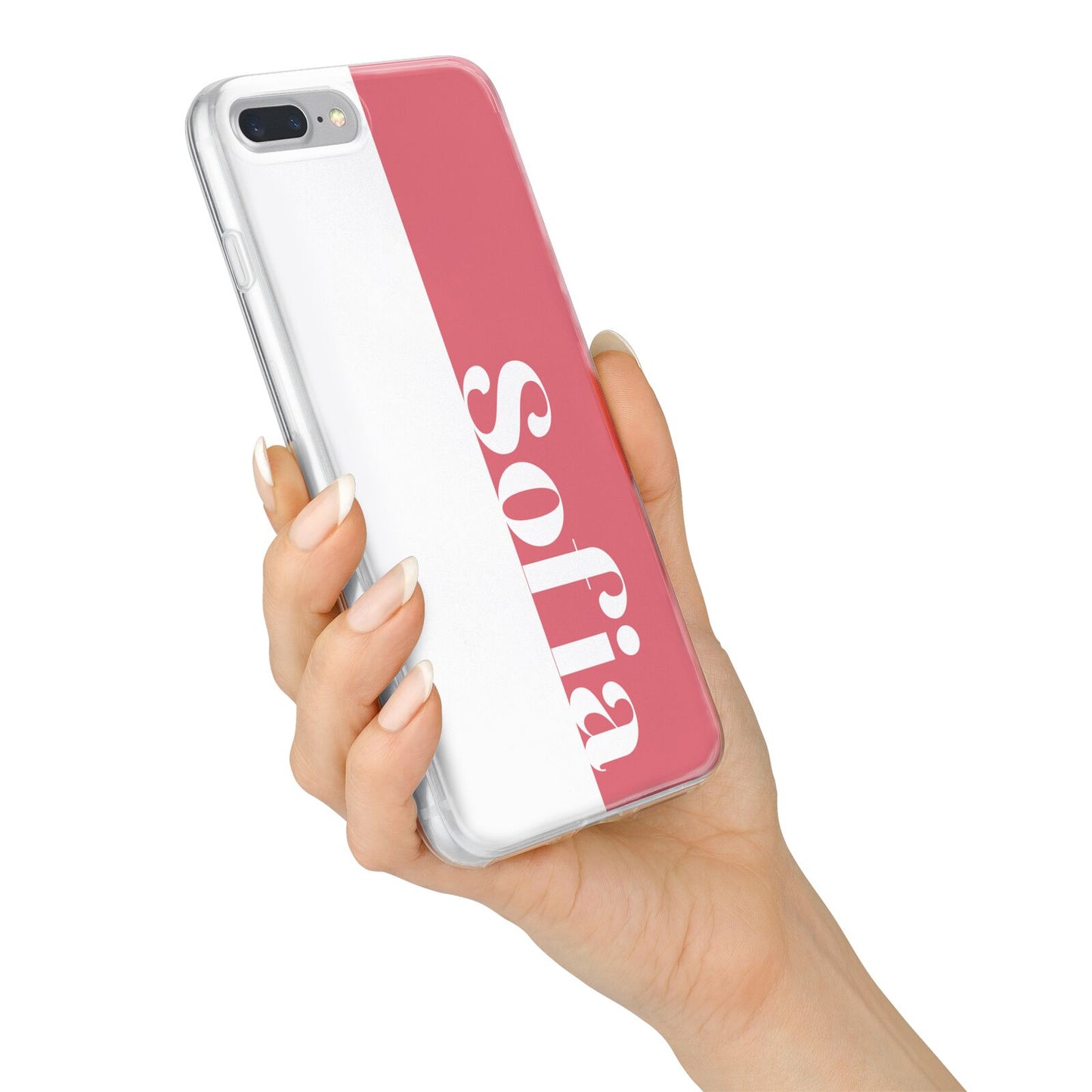 Pink White Personalised iPhone 7 Plus Bumper Case on Silver iPhone Alternative Image