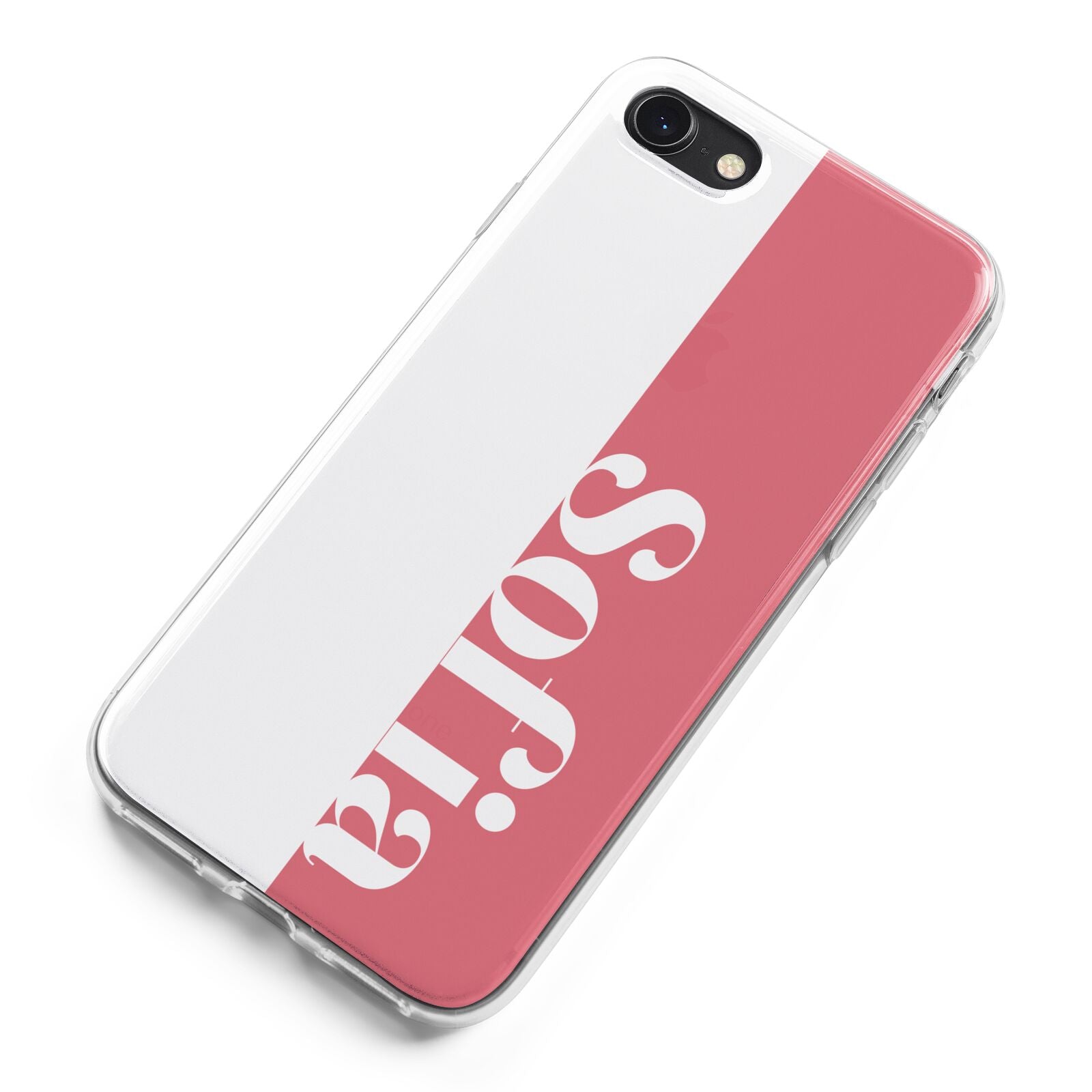 Pink White Personalised iPhone 8 Bumper Case on Black iPhone Alternative Image