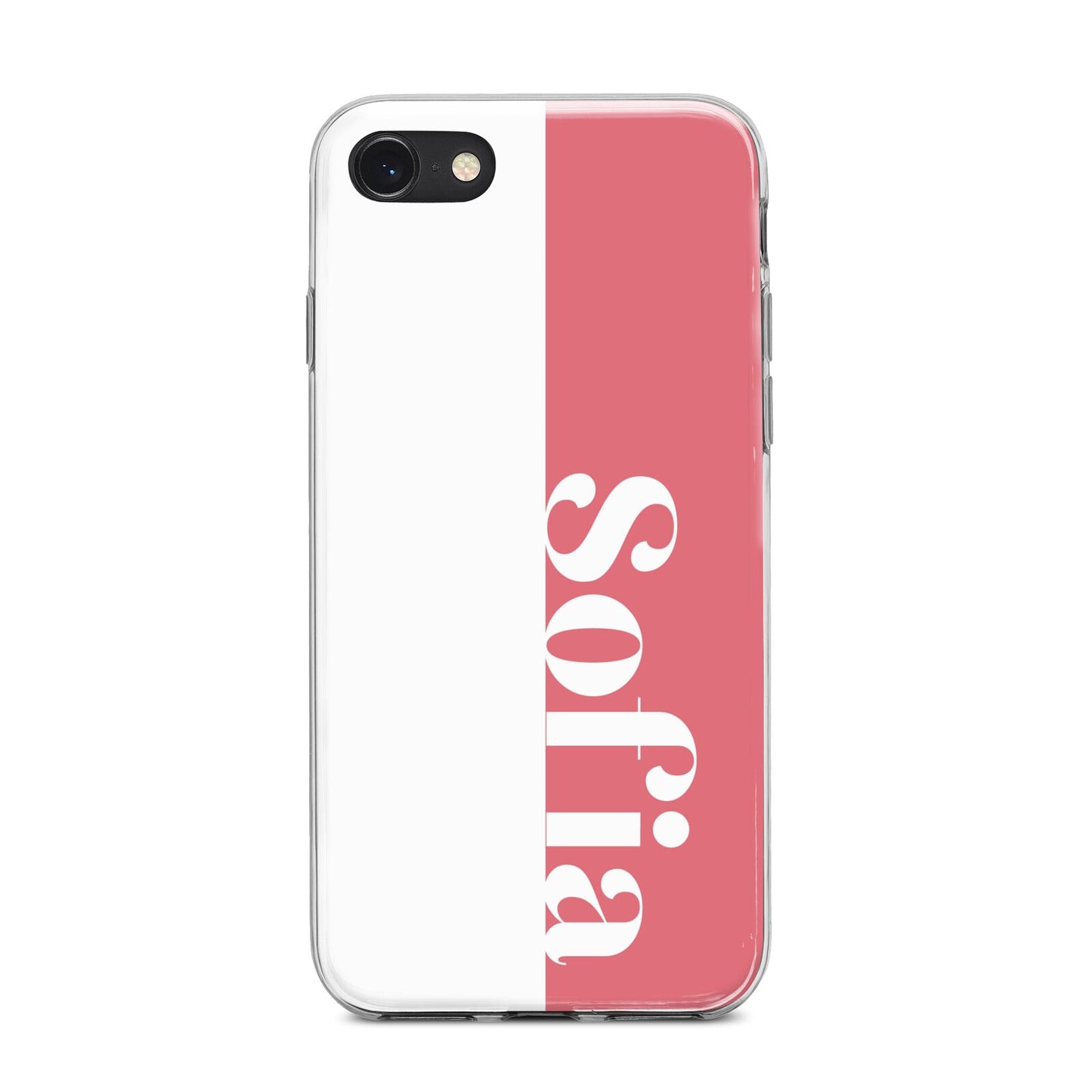 Pink White Personalised iPhone 8 Bumper Case on Black iPhone