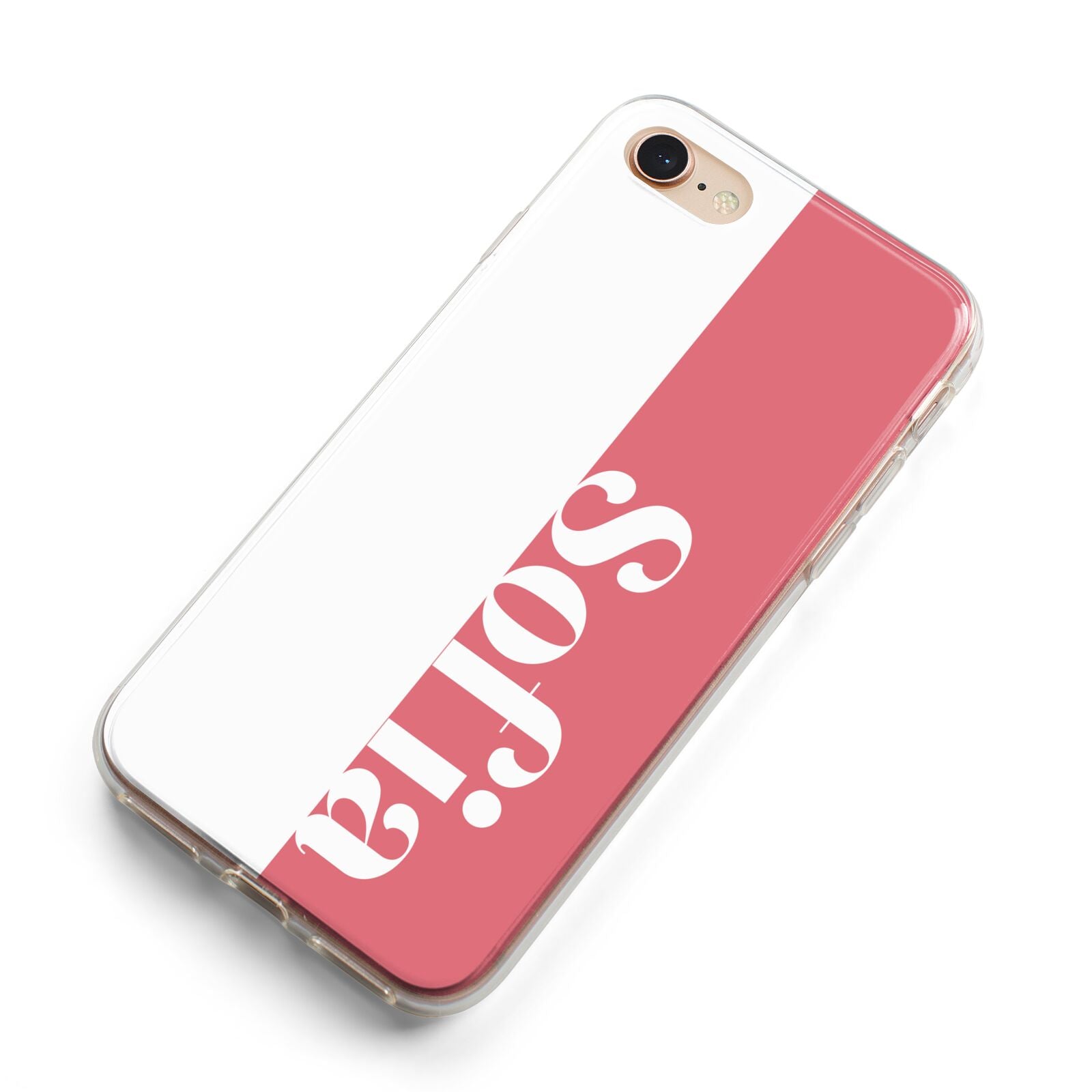 Pink White Personalised iPhone 8 Bumper Case on Rose Gold iPhone Alternative Image