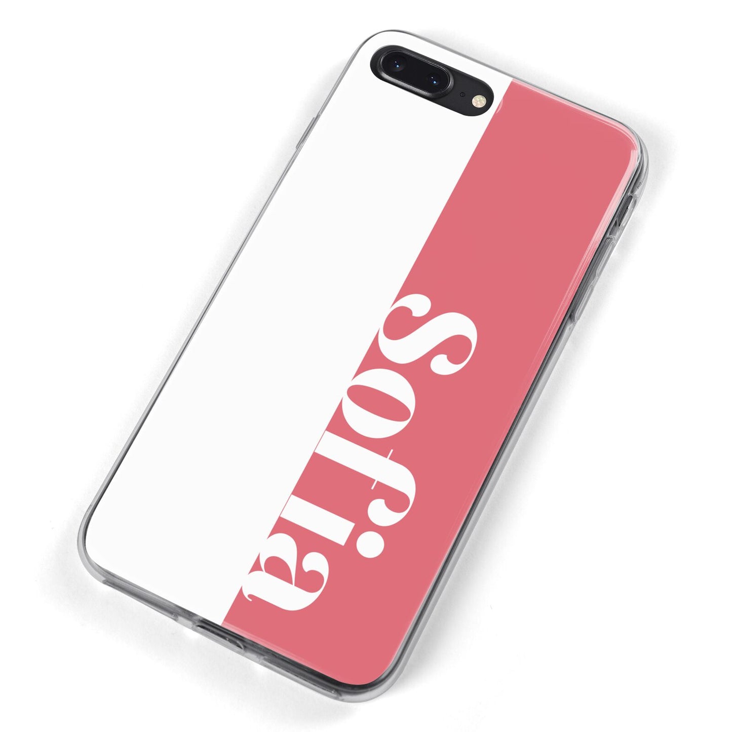 Pink White Personalised iPhone 8 Plus Bumper Case on Black iPhone Alternative Image