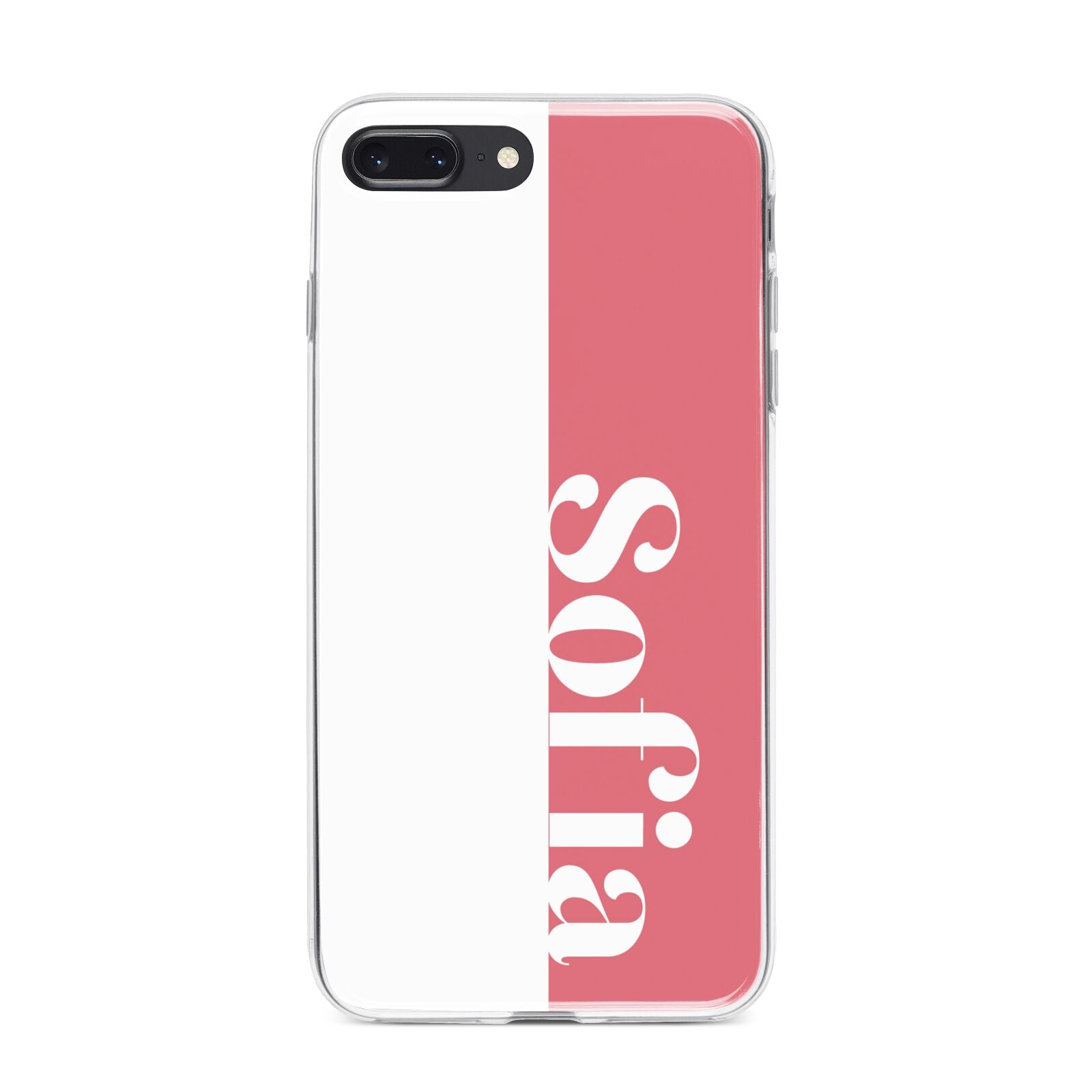 Pink White Personalised iPhone 8 Plus Bumper Case on Black iPhone