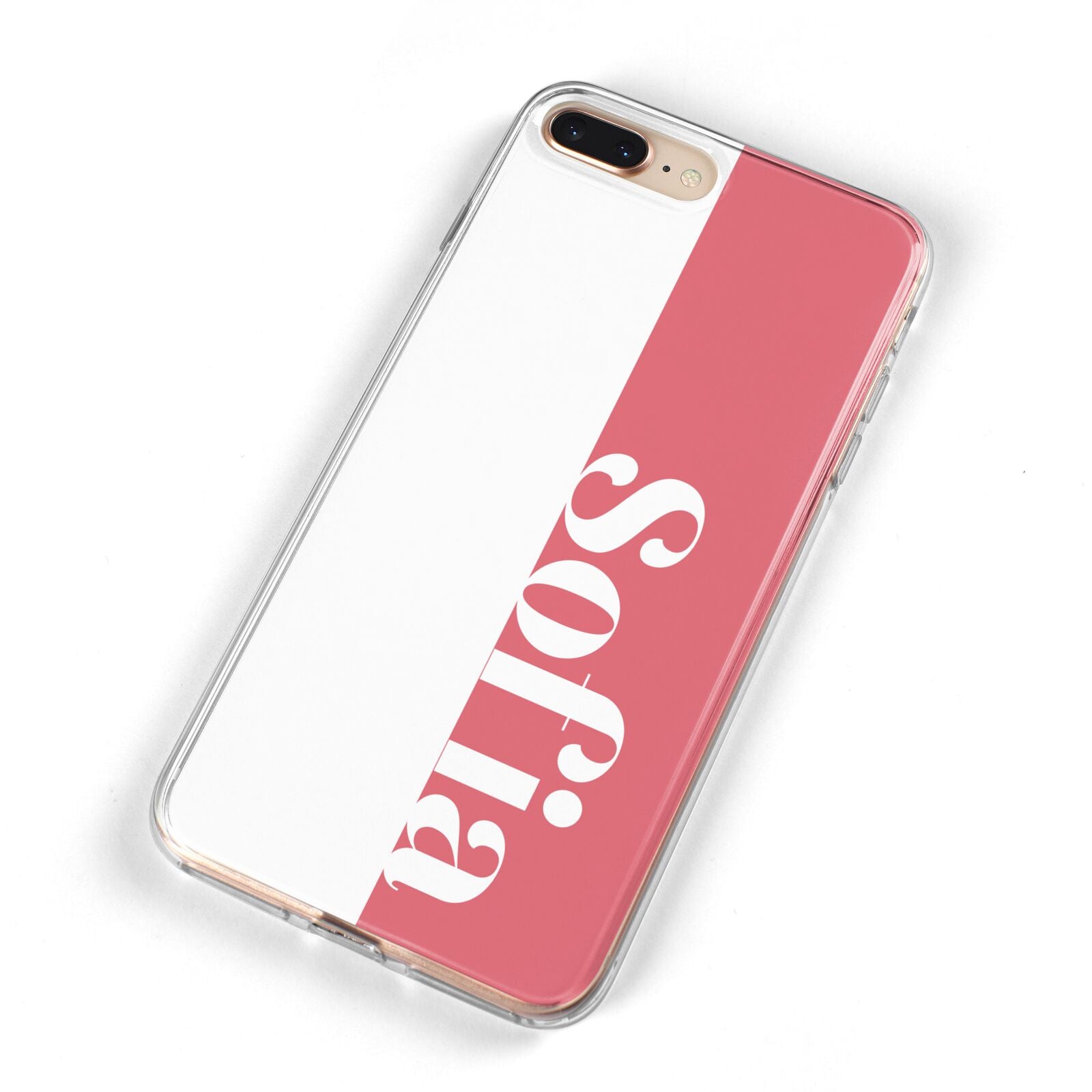 Pink White Personalised iPhone 8 Plus Bumper Case on Gold iPhone Alternative Image