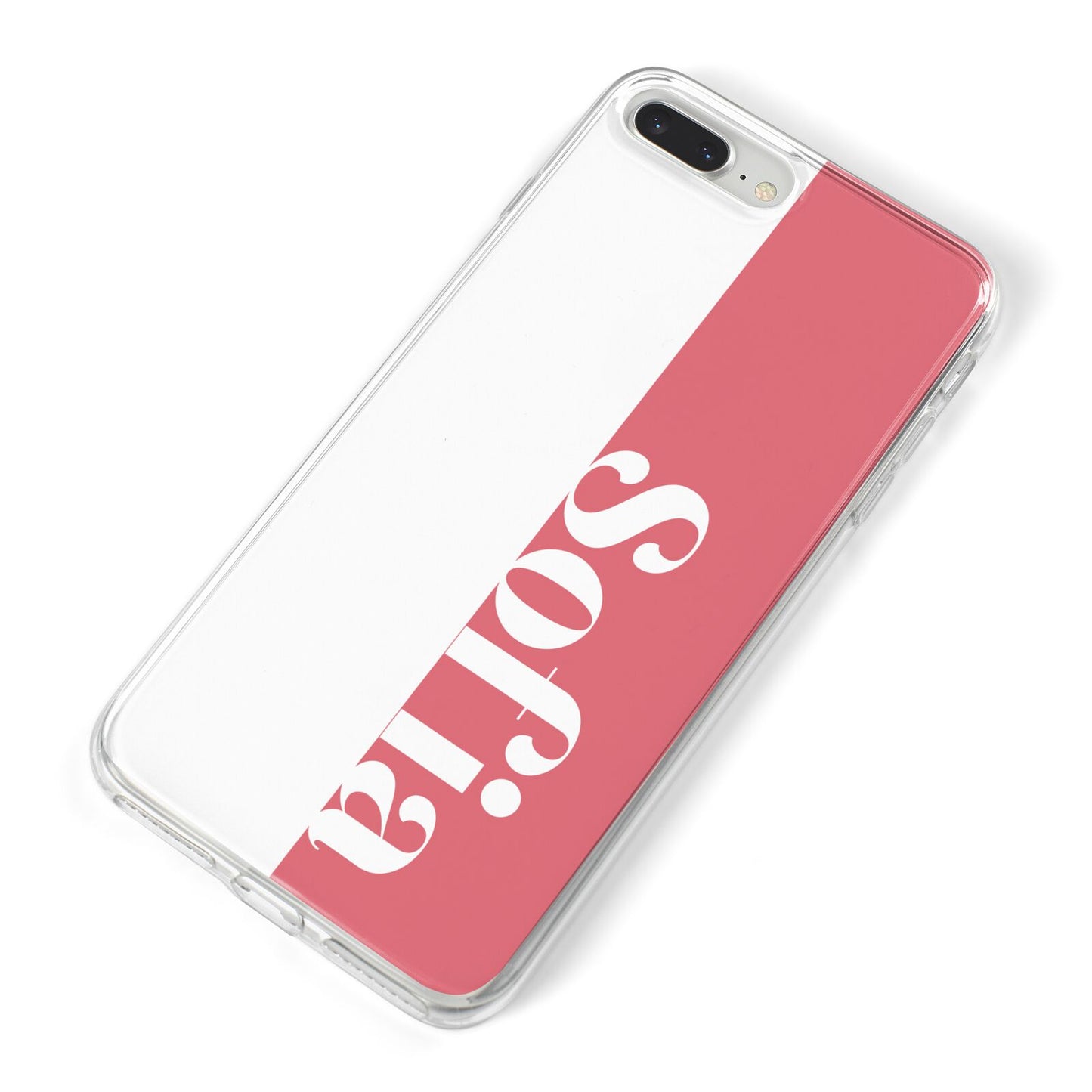 Pink White Personalised iPhone 8 Plus Bumper Case on Silver iPhone Alternative Image