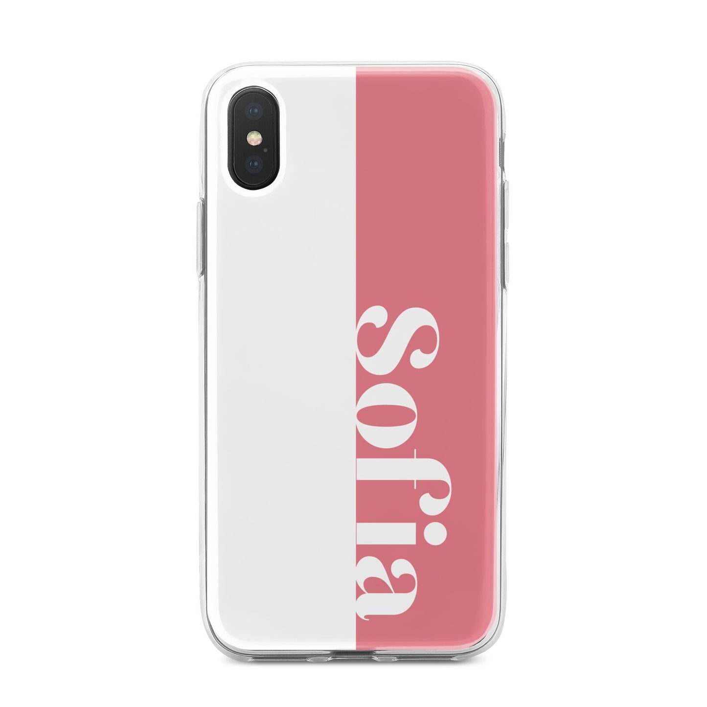 Pink White Personalised iPhone X Bumper Case on Black iPhone Alternative Image 1