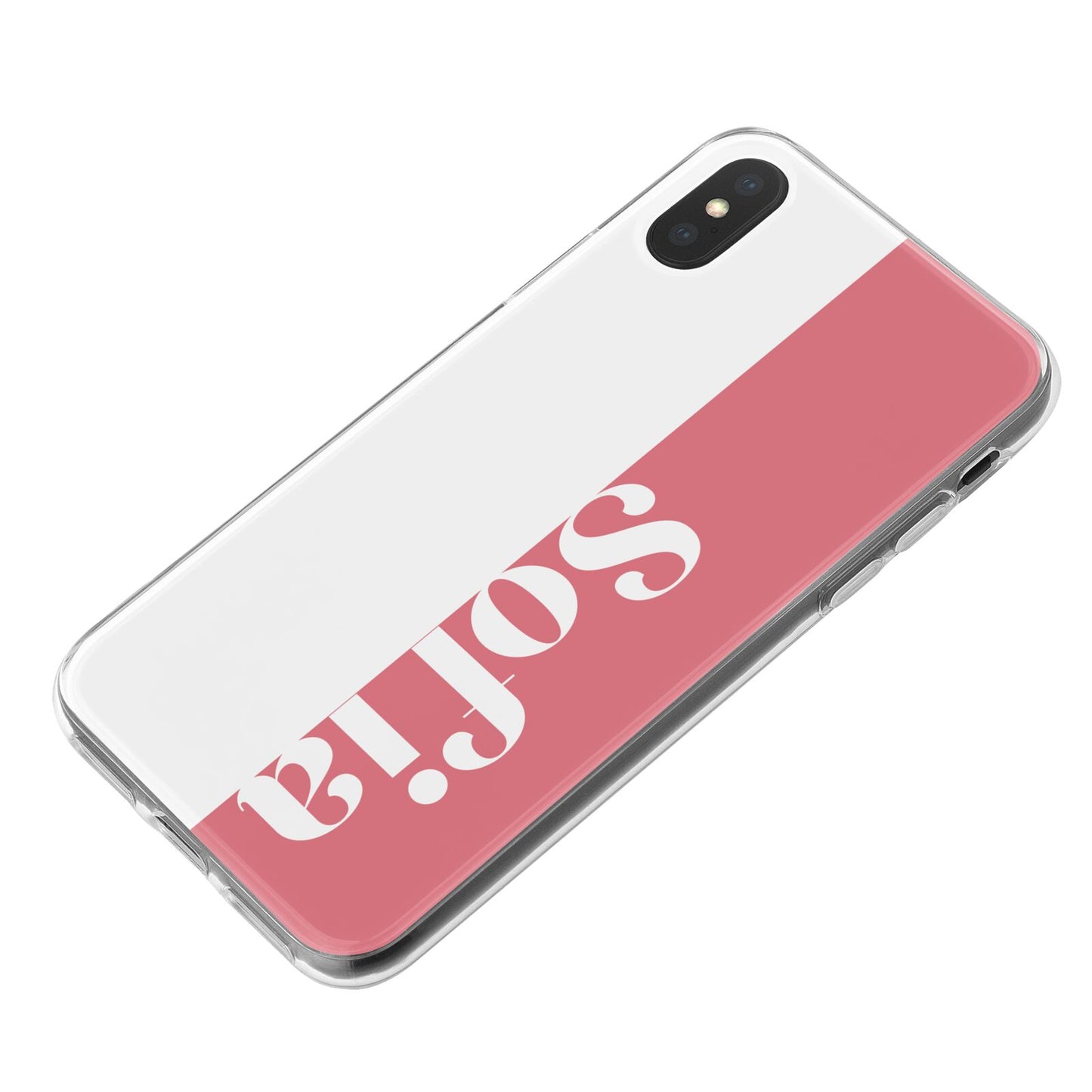 Pink White Personalised iPhone X Bumper Case on Black iPhone