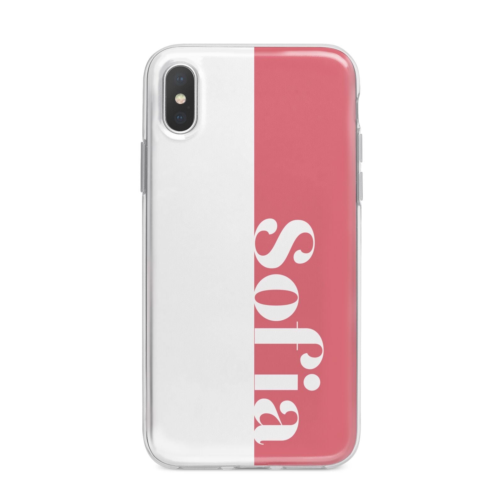 Pink White Personalised iPhone X Bumper Case on Silver iPhone Alternative Image 1