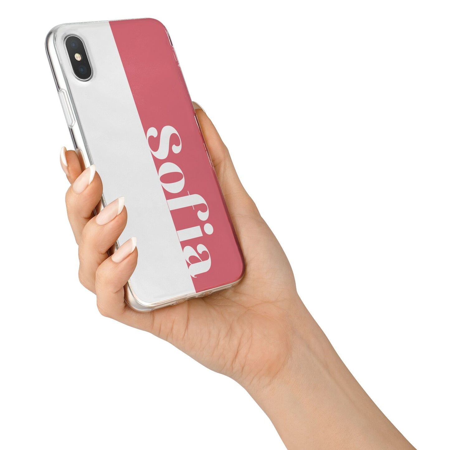 Pink White Personalised iPhone X Bumper Case on Silver iPhone Alternative Image 2