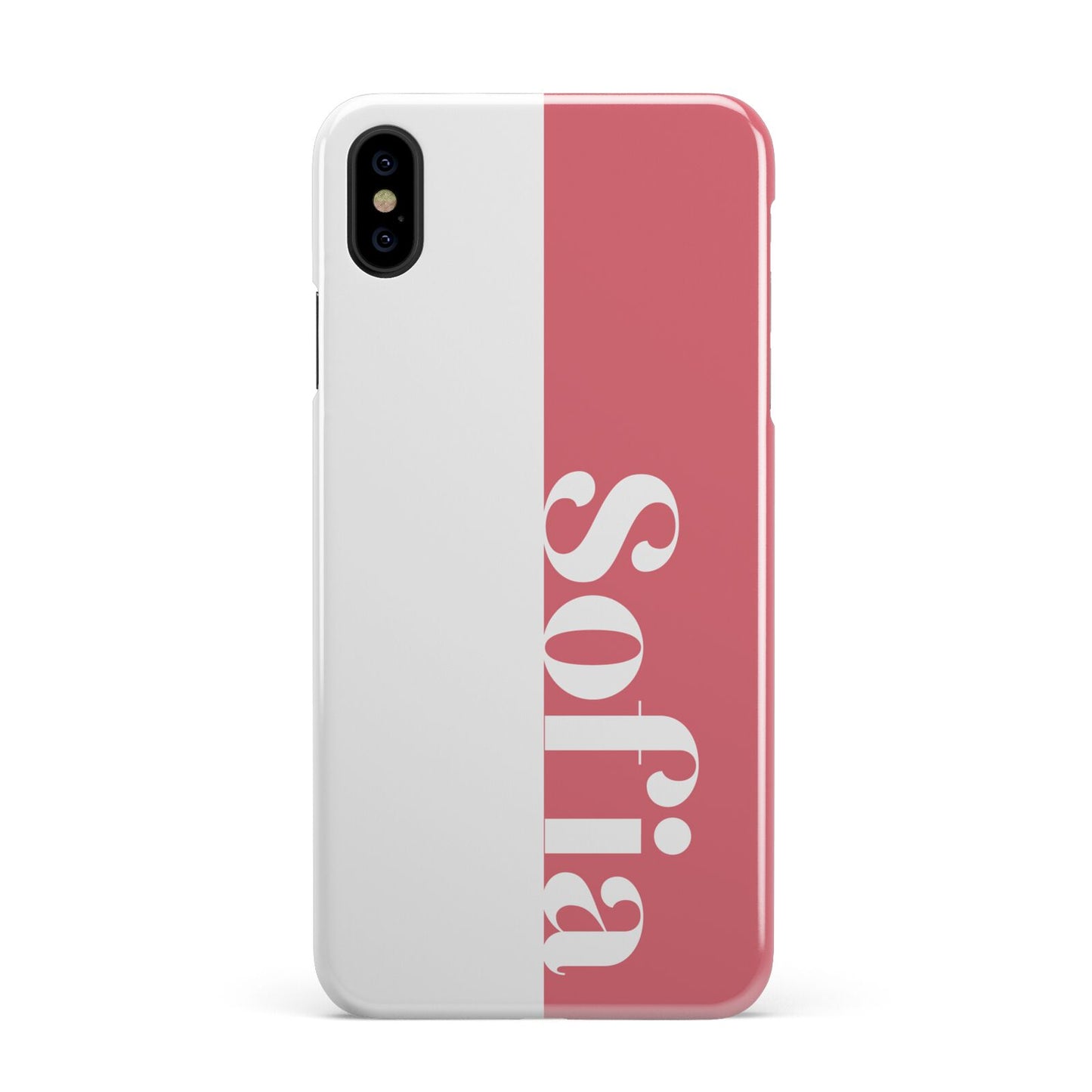 Pink White Personalised iPhone XS Max 2D Snap Case on Black Phone