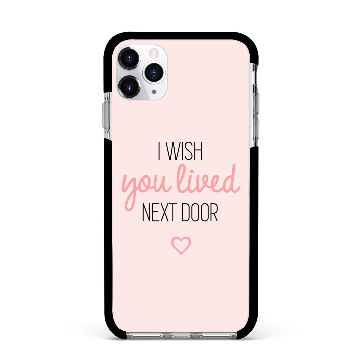 Pink Wish You Were Here Apple iPhone 11 Pro Max in Silver with Black Impact Case