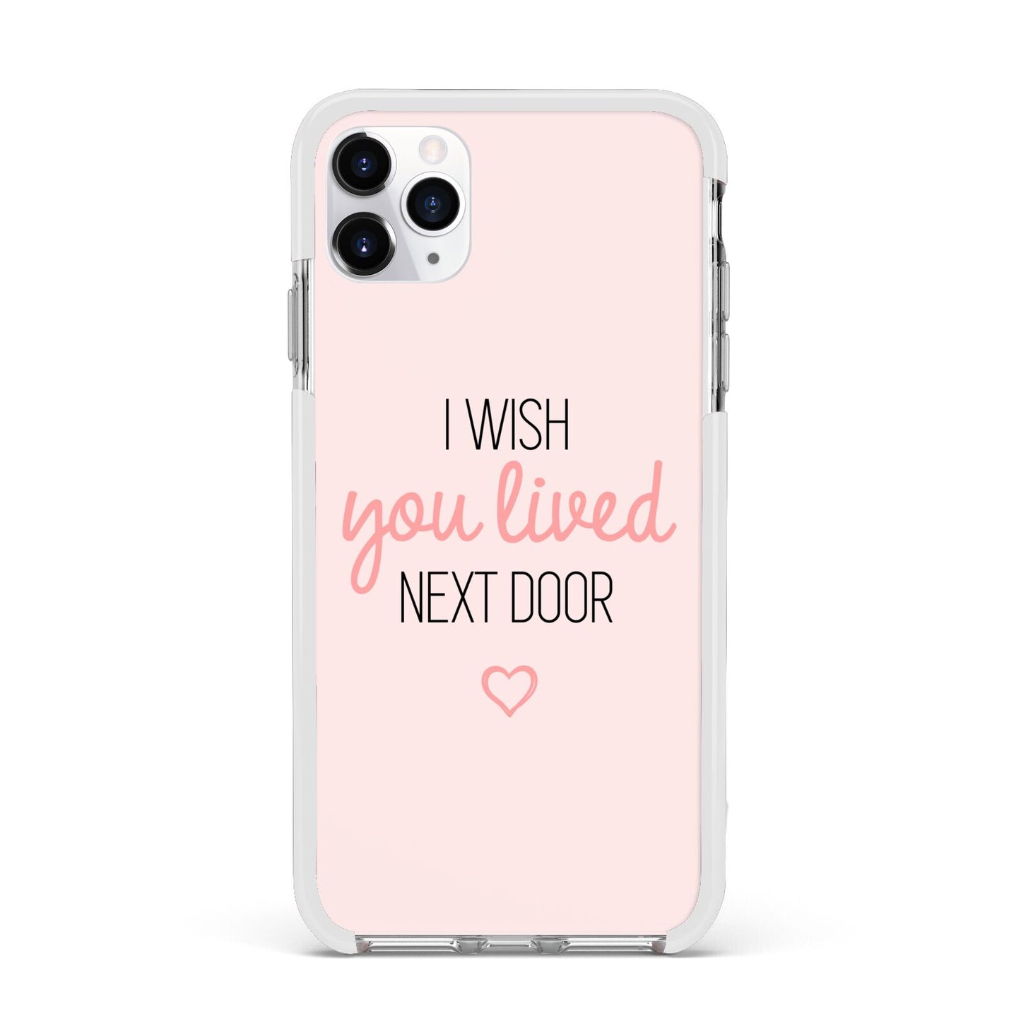 Pink Wish You Were Here Apple iPhone 11 Pro Max in Silver with White Impact Case