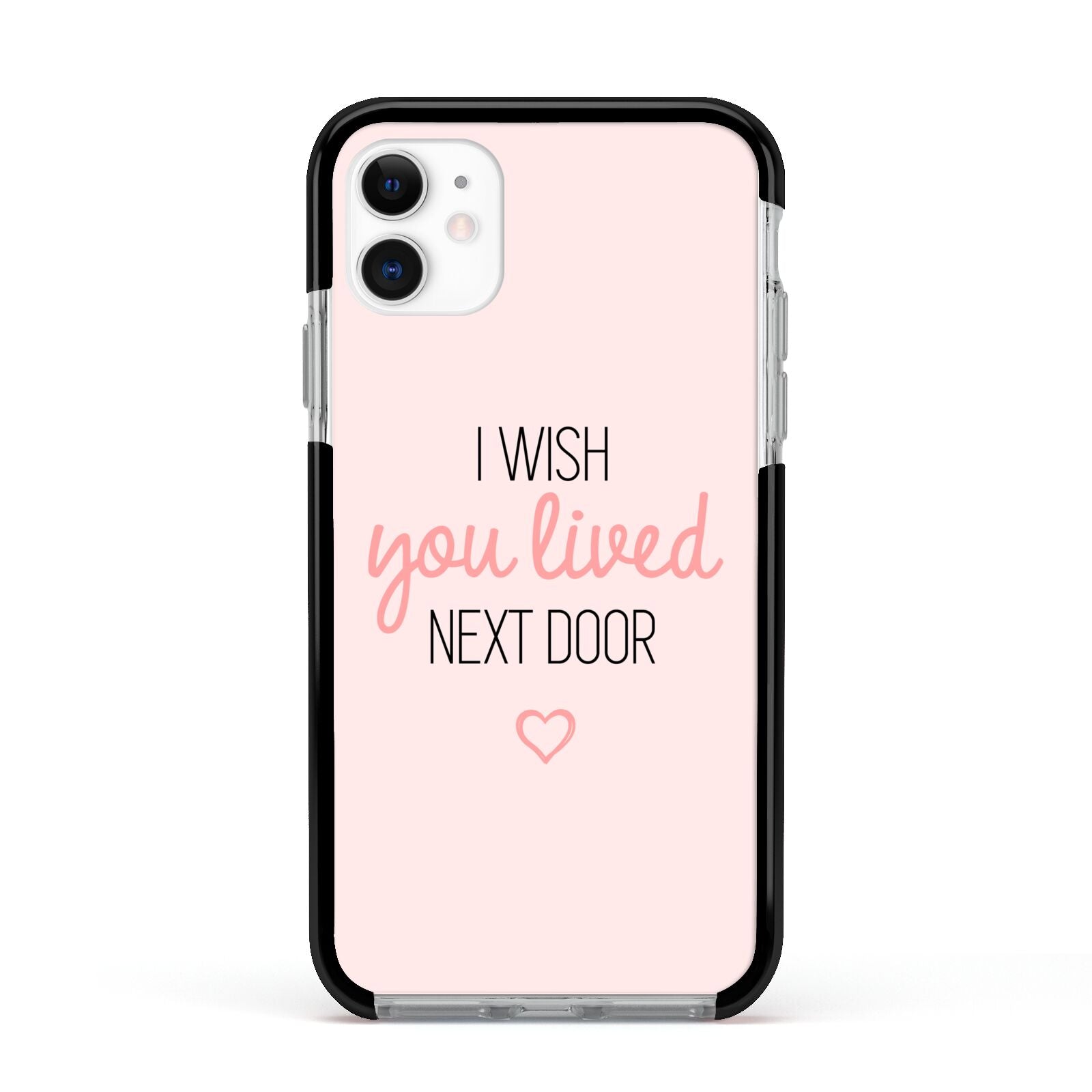 Pink Wish You Were Here Apple iPhone 11 in White with Black Impact Case