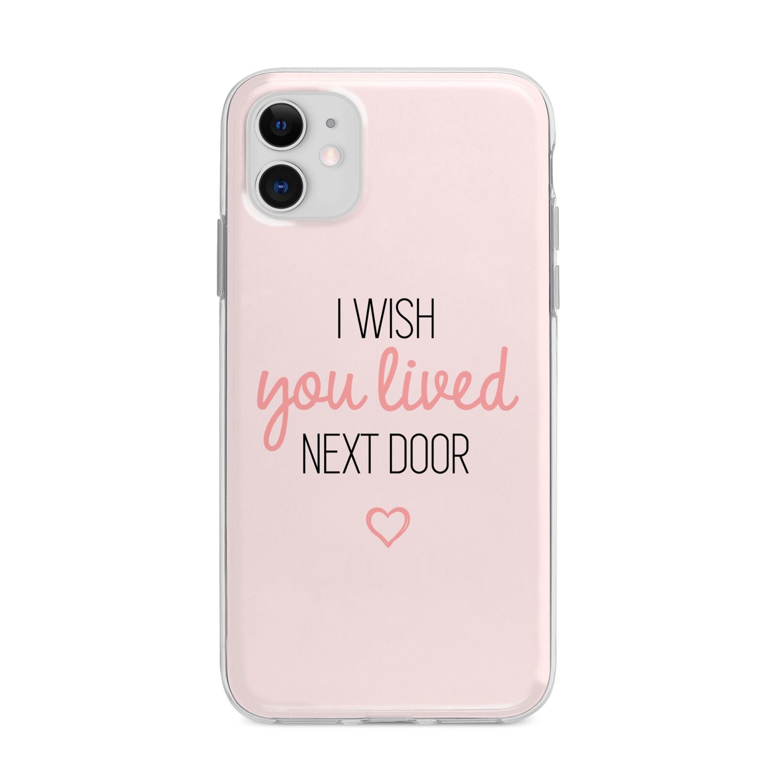 Pink Wish You Were Here Apple iPhone 11 in White with Bumper Case