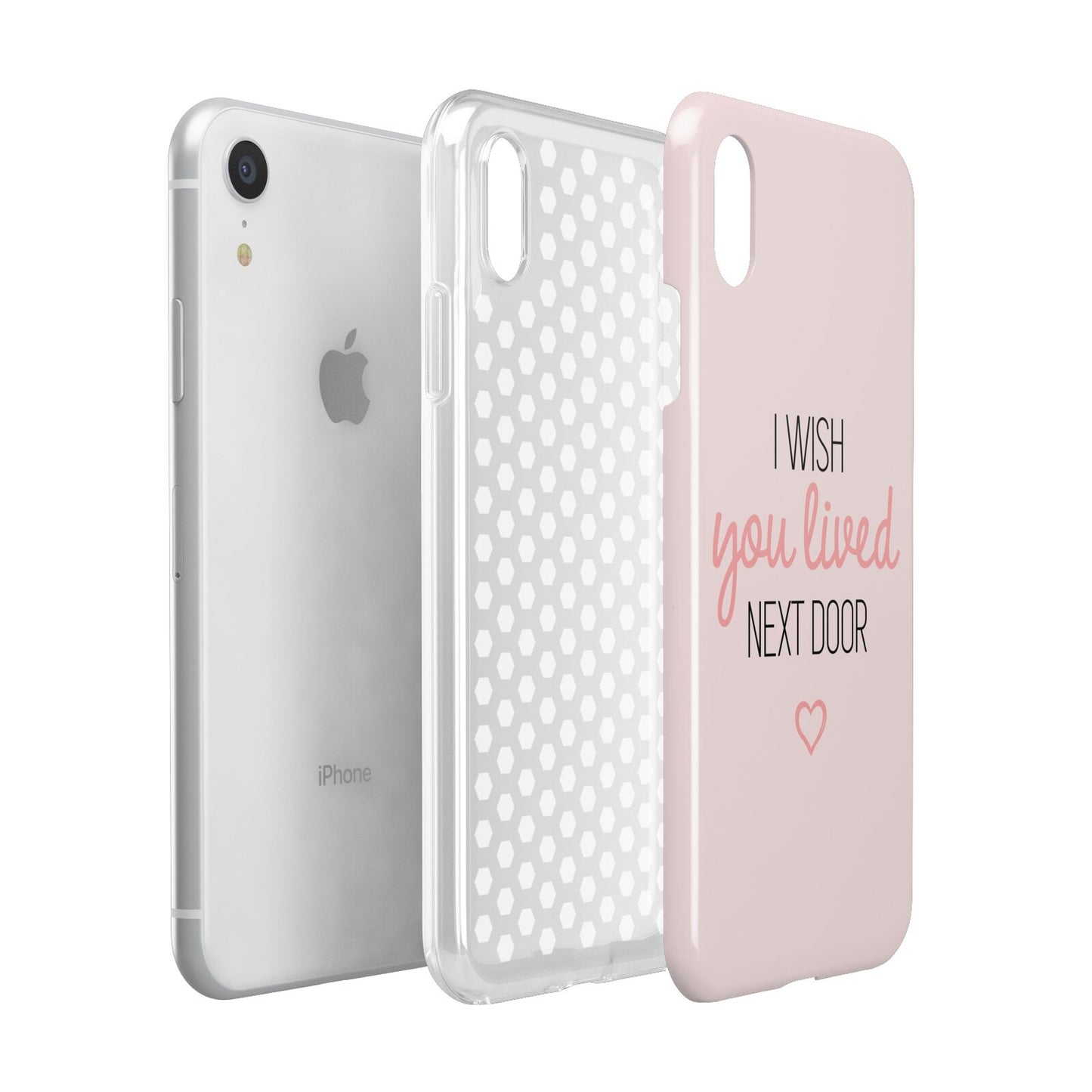 Pink Wish You Were Here Apple iPhone XR White 3D Tough Case Expanded view