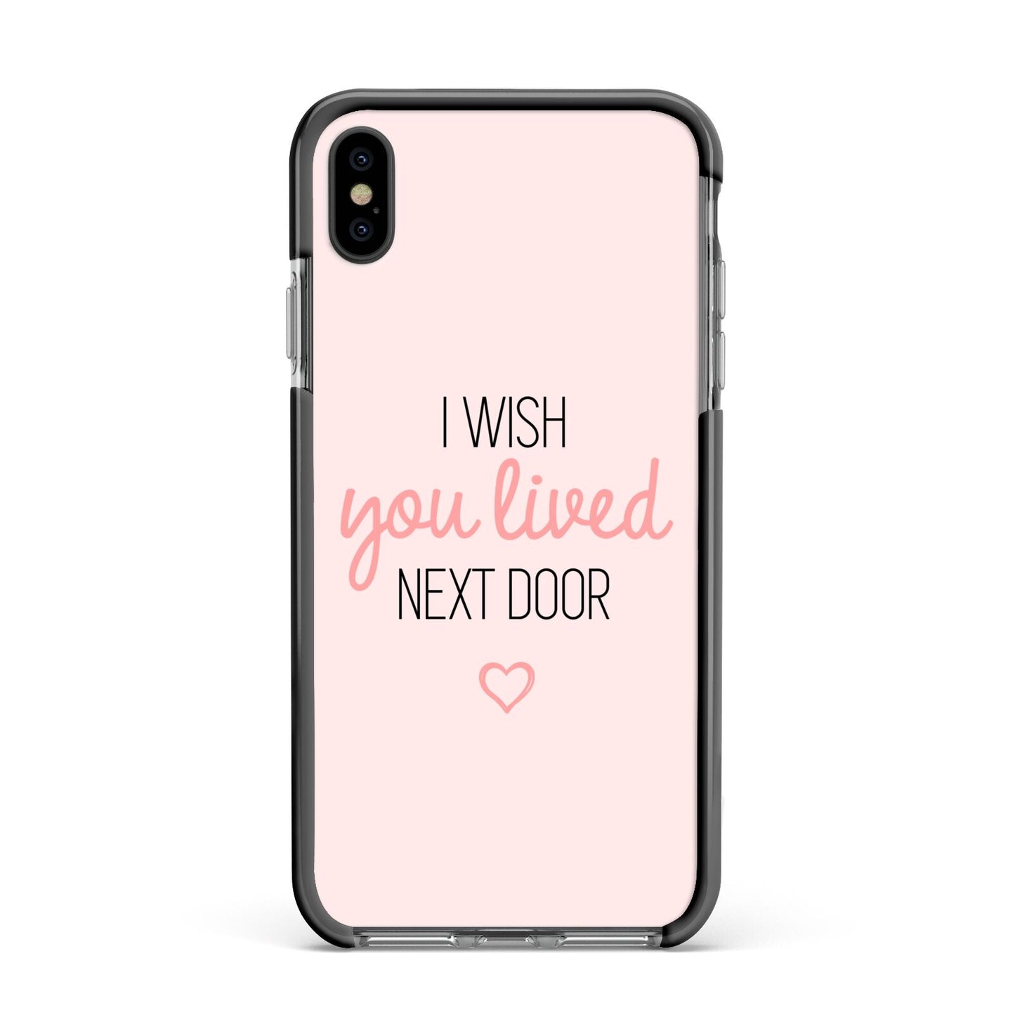 Pink Wish You Were Here Apple iPhone Xs Max Impact Case Black Edge on Black Phone