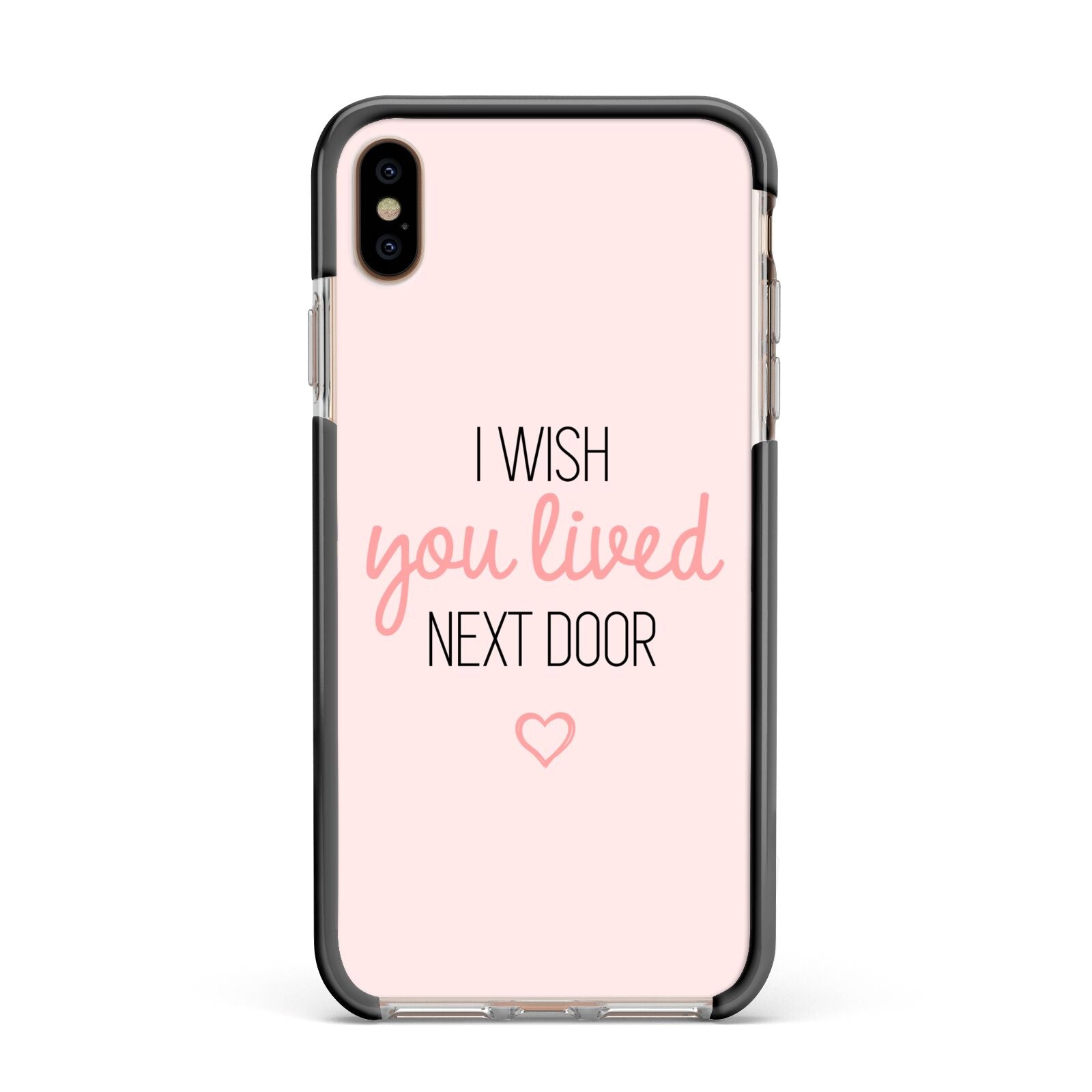 Pink Wish You Were Here Apple iPhone Xs Max Impact Case Black Edge on Gold Phone