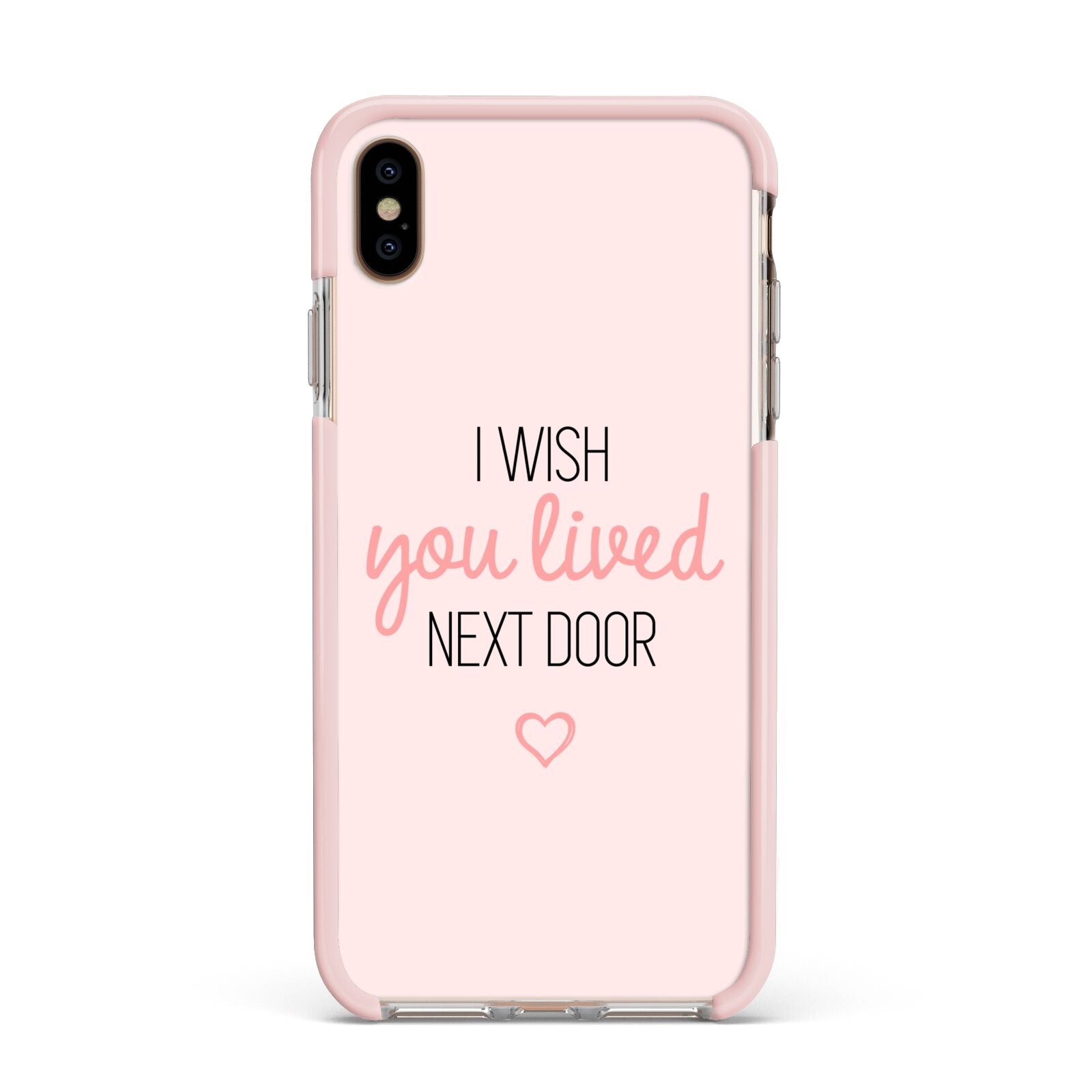 Pink Wish You Were Here Apple iPhone Xs Max Impact Case Pink Edge on Gold Phone