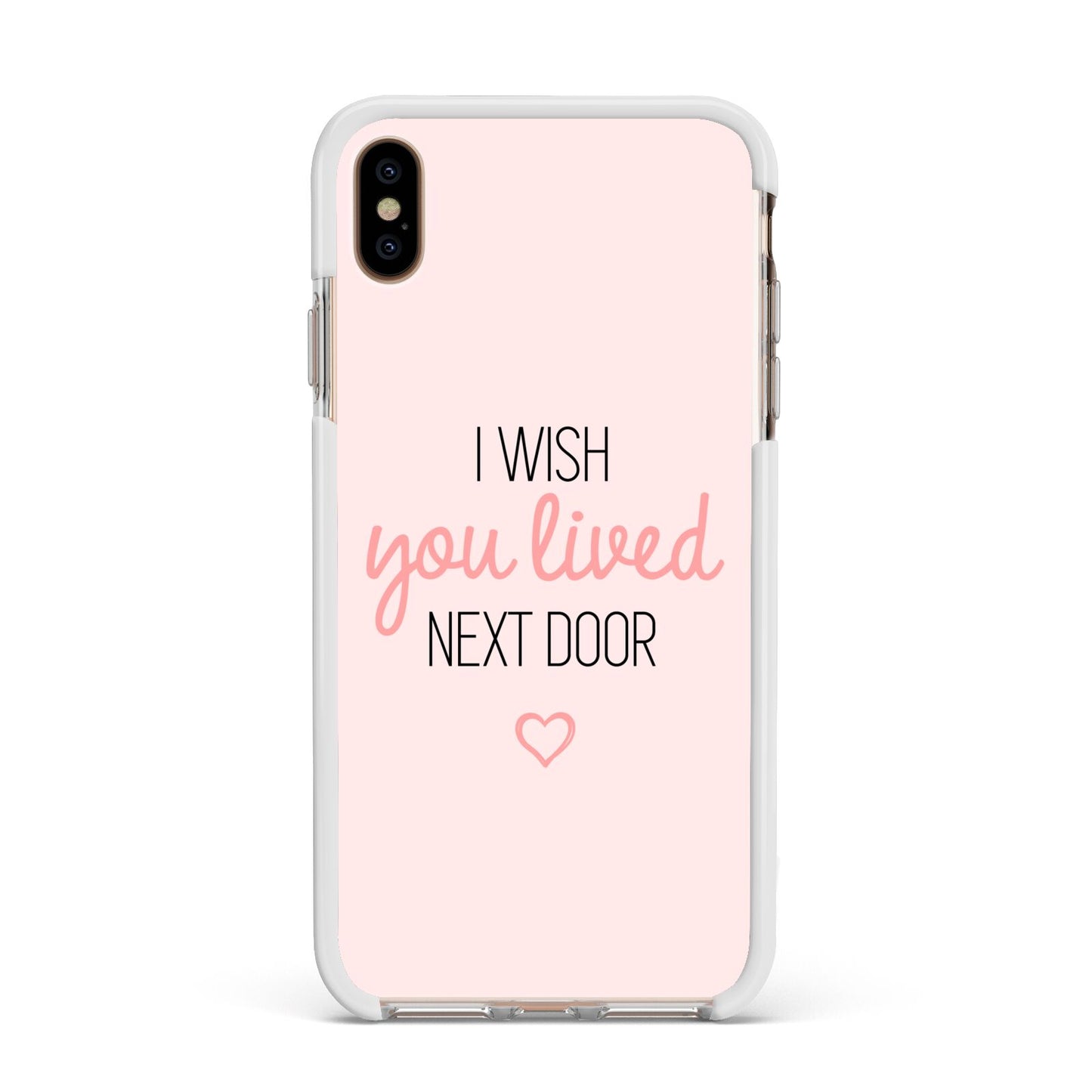 Pink Wish You Were Here Apple iPhone Xs Max Impact Case White Edge on Gold Phone