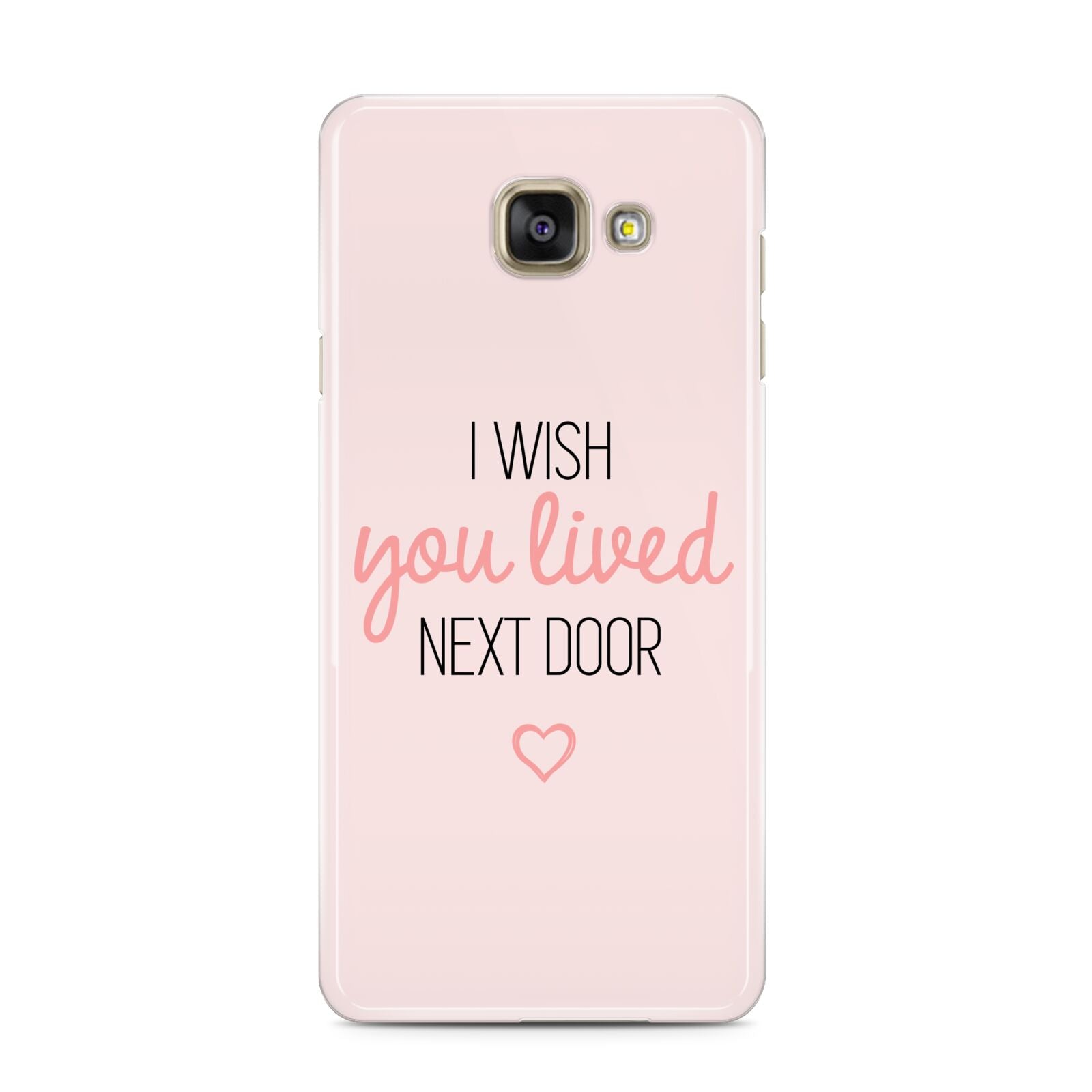 Pink Wish You Were Here Samsung Galaxy A3 2016 Case on gold phone