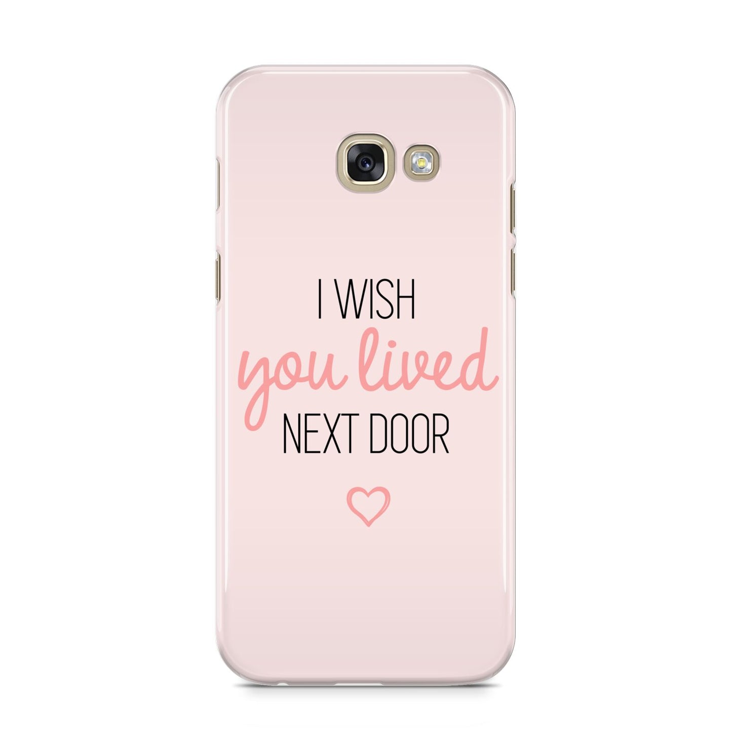 Pink Wish You Were Here Samsung Galaxy A5 2017 Case on gold phone