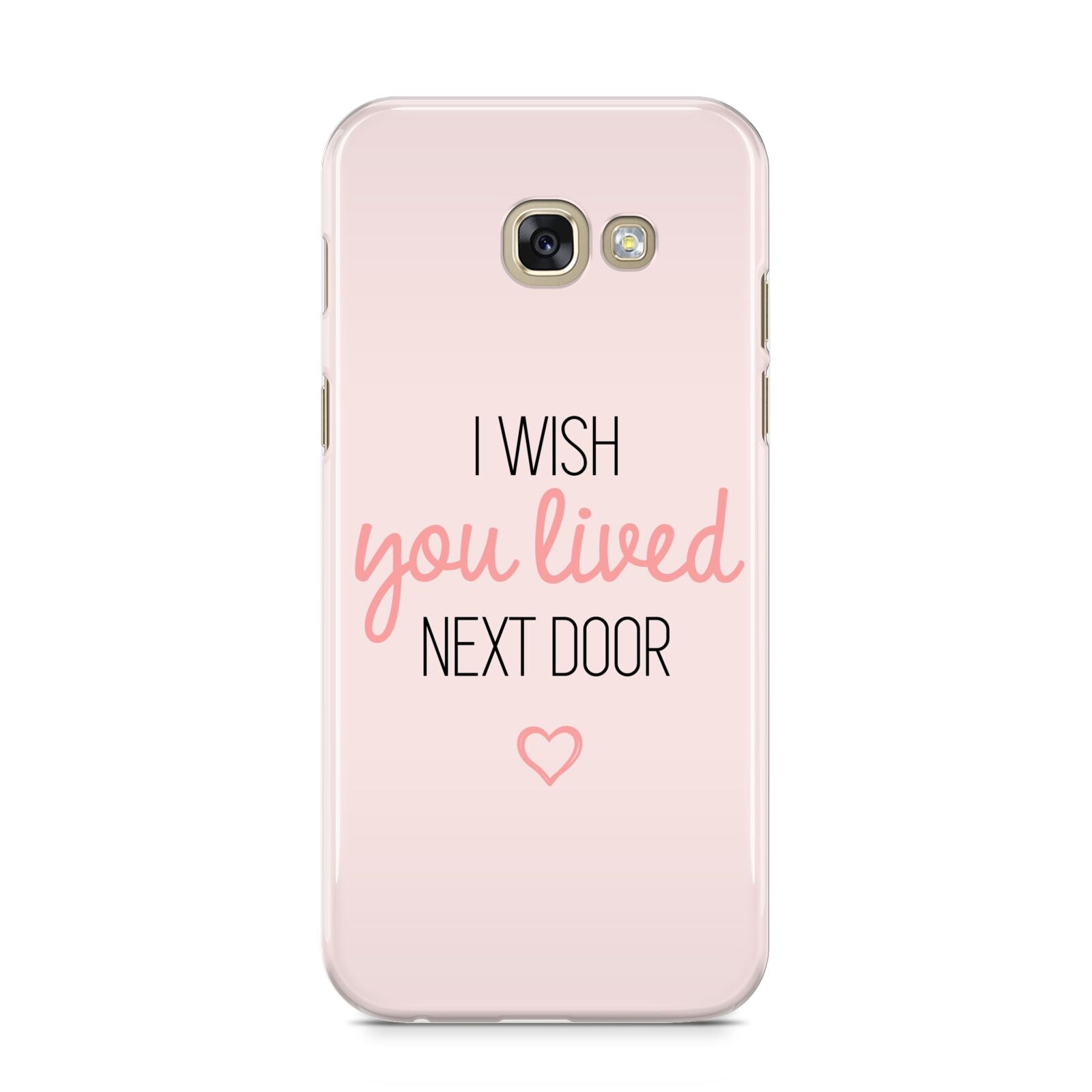 Pink Wish You Were Here Samsung Galaxy A5 2017 Case on gold phone