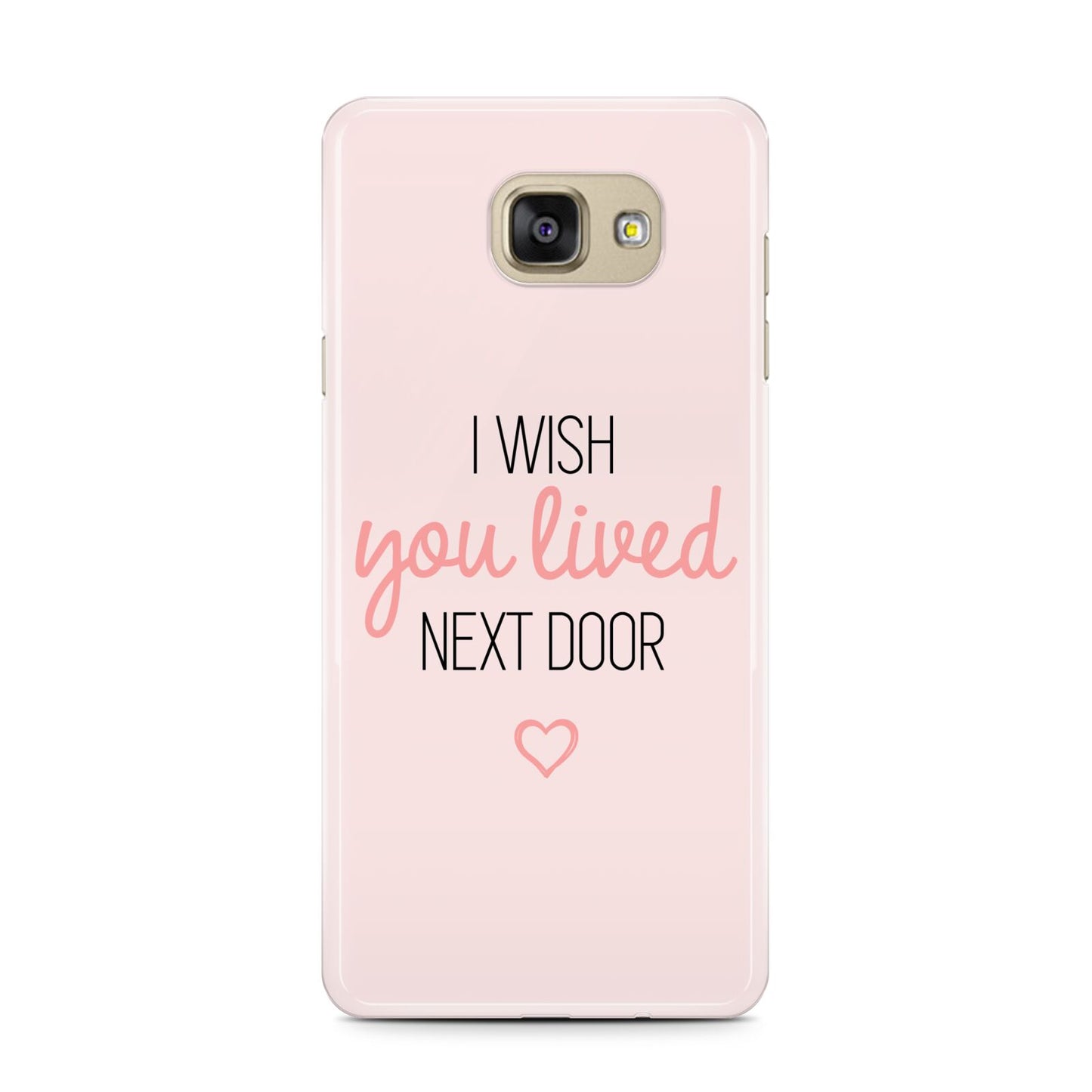 Pink Wish You Were Here Samsung Galaxy A7 2016 Case on gold phone