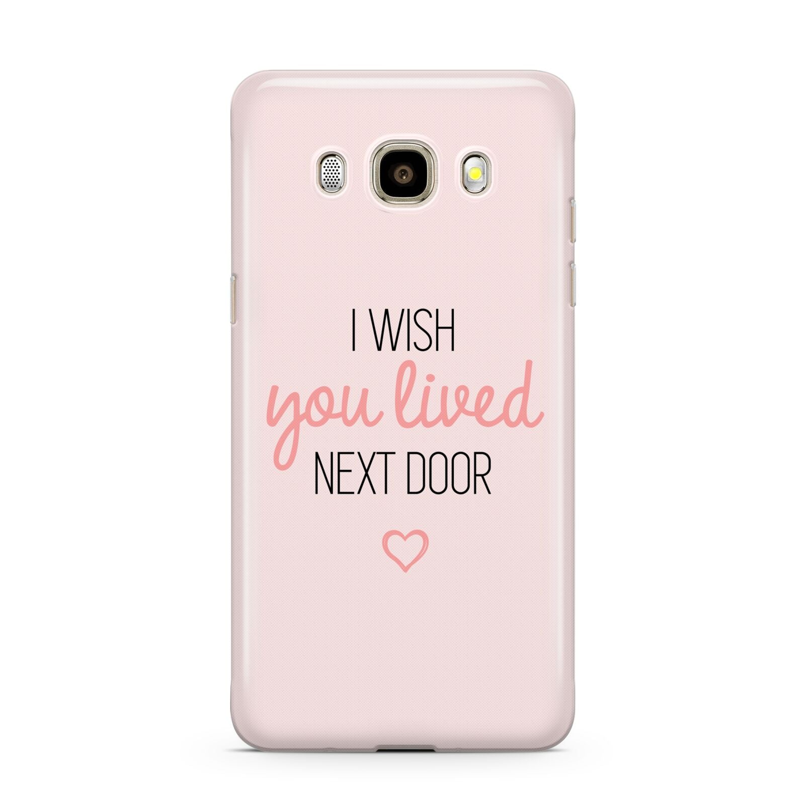 Pink Wish You Were Here Samsung Galaxy J7 2016 Case on gold phone