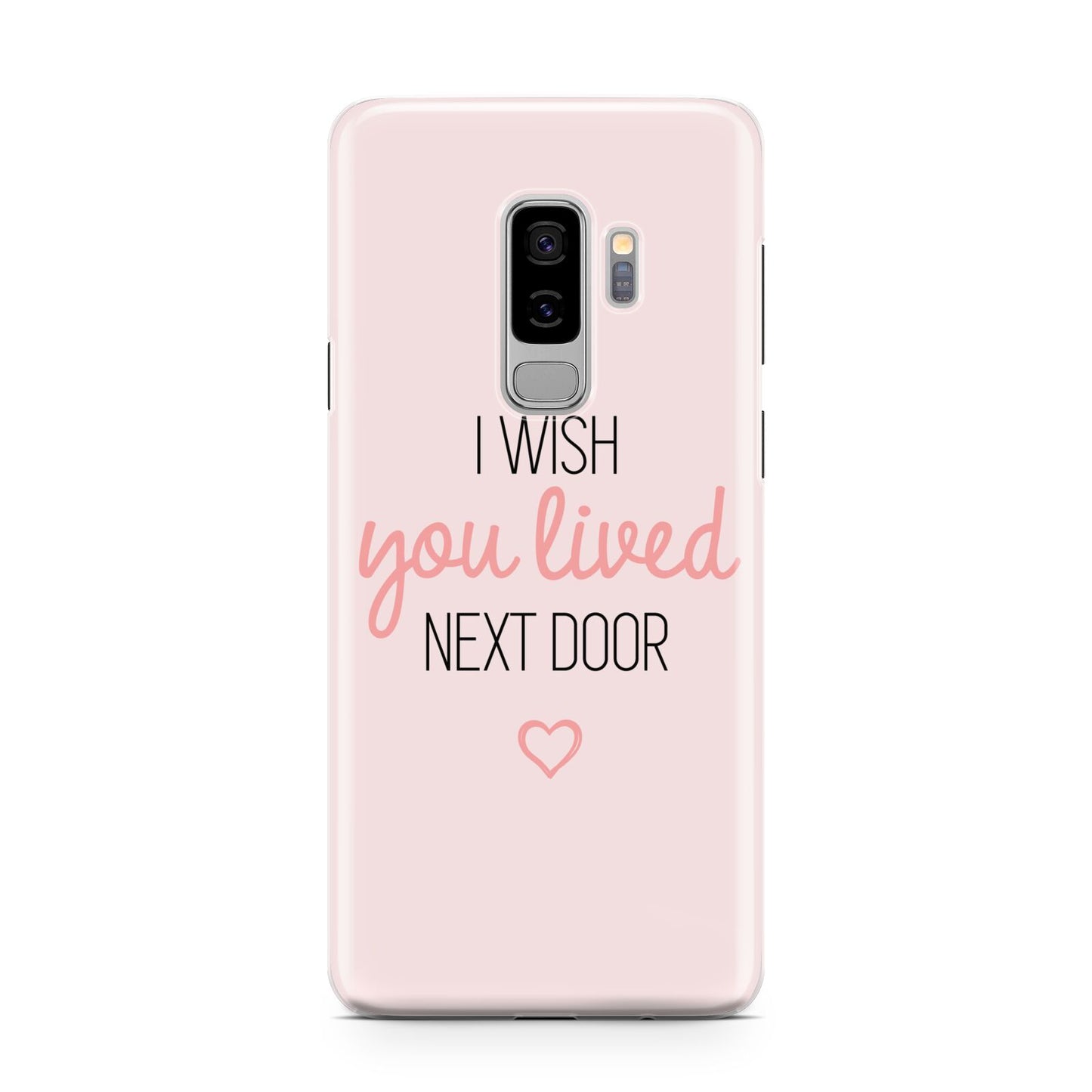 Pink Wish You Were Here Samsung Galaxy S9 Plus Case on Silver phone