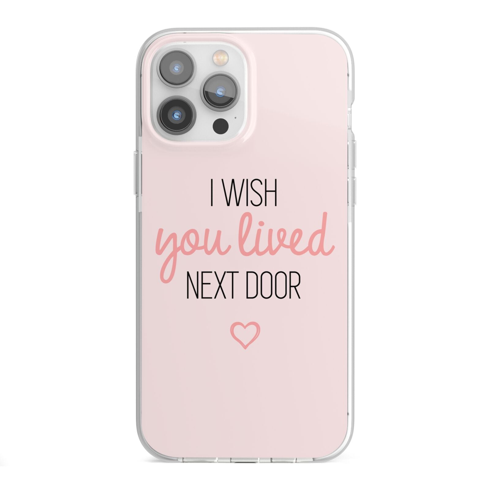 Pink Wish You Were Here iPhone 13 Pro Max TPU Impact Case with White Edges